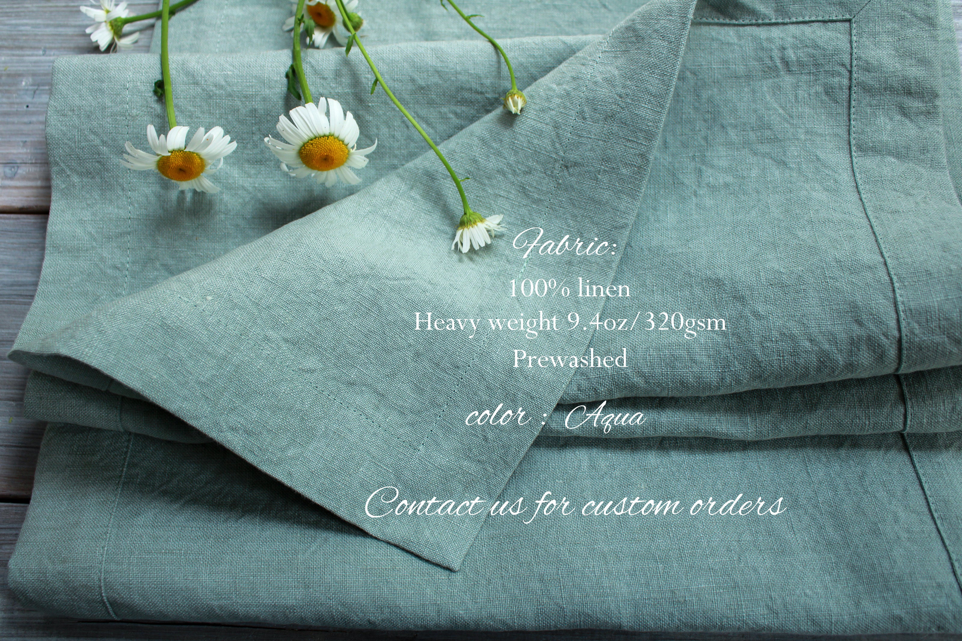 Linen table runner dark blue, European flax table decor, Custom size table runner