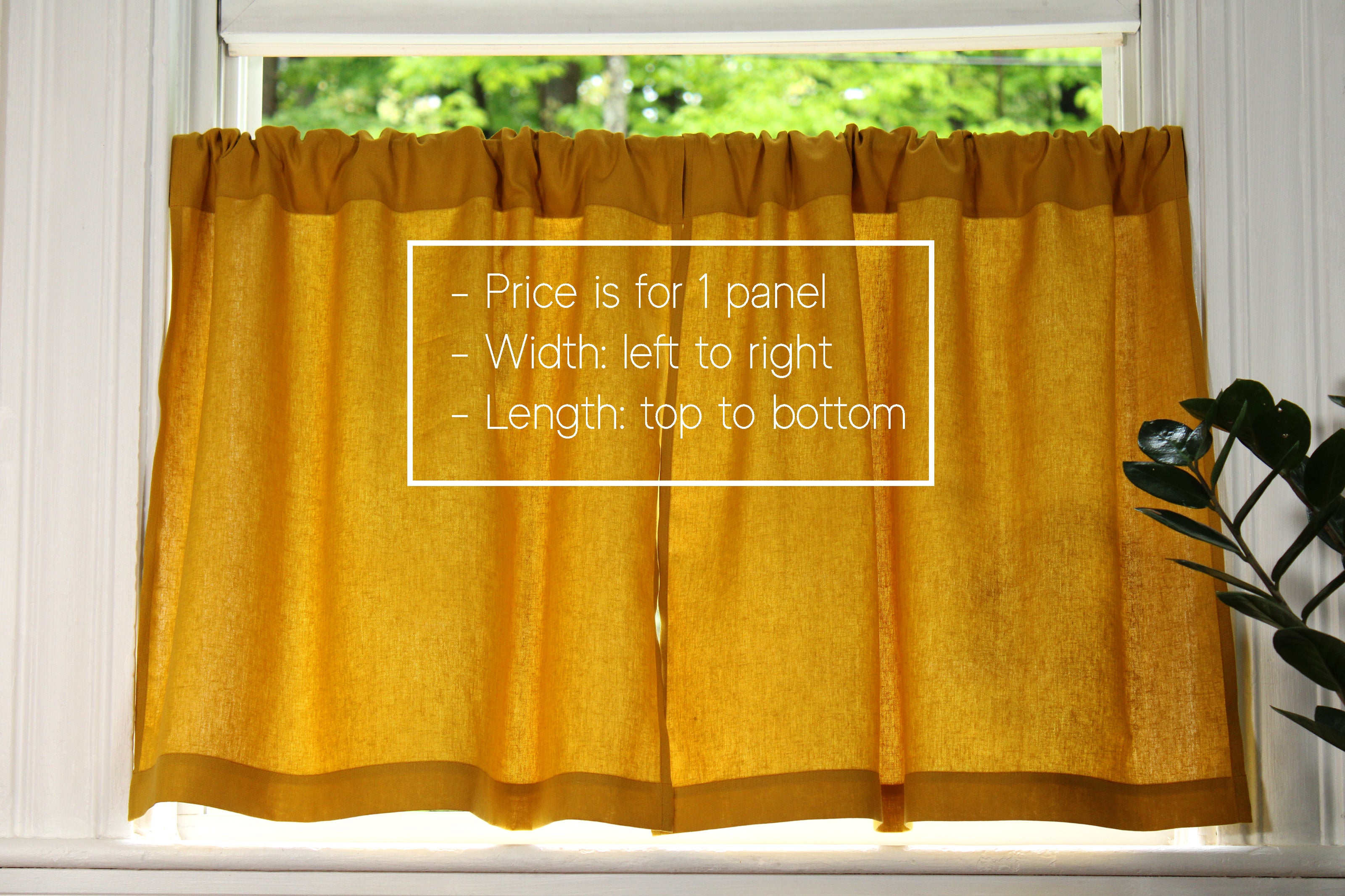 100% Linen Curtains made in the US /Short Linen Curtains / Yellow Kitchen Curtains / Custom Curtains