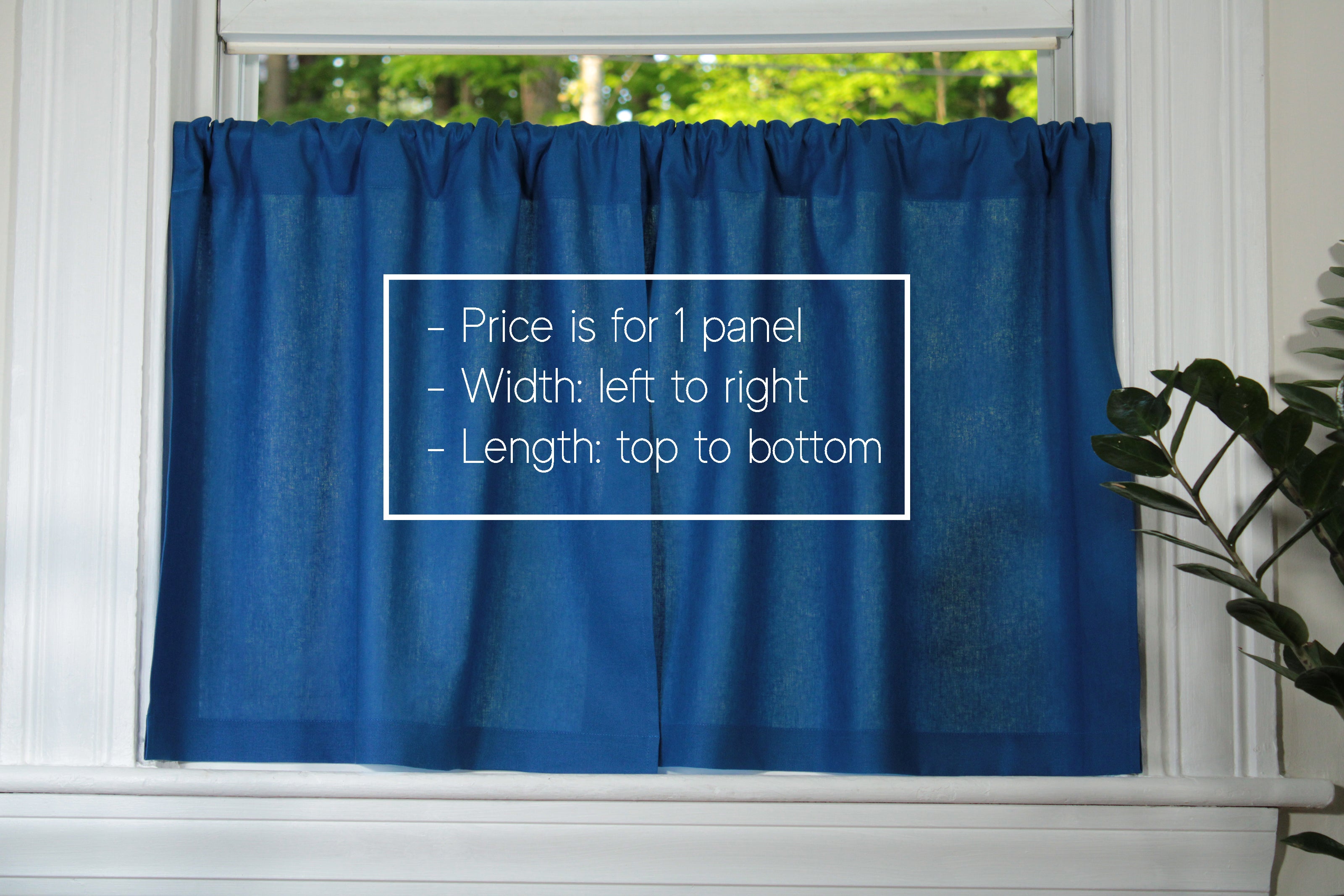 100% Linen Cafe Curtains made in USA / Blue Linen Curtains / Custom Curtains USA