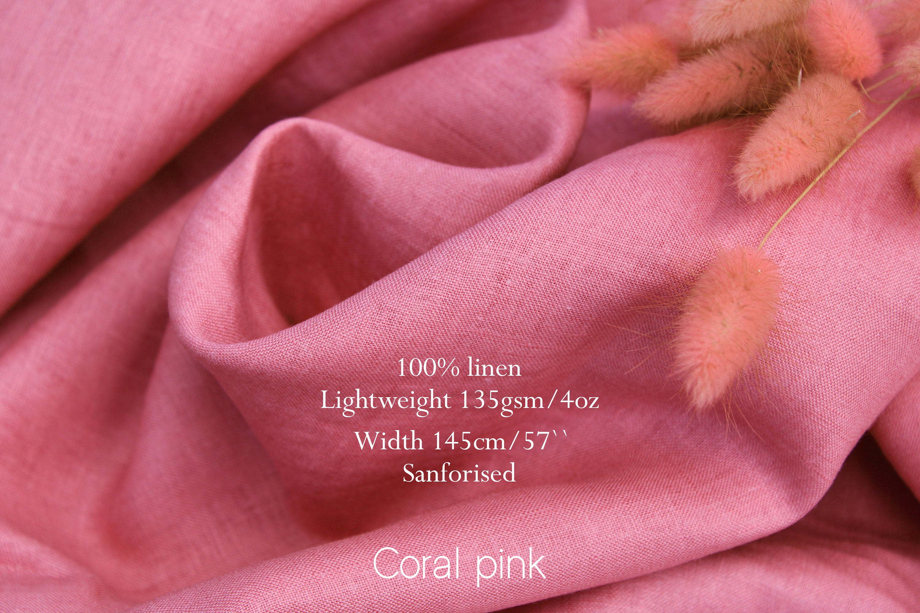 100% Linen Fabric by the Yard / Pink Orange Yelow Linen Fabric / Buy Linen Online