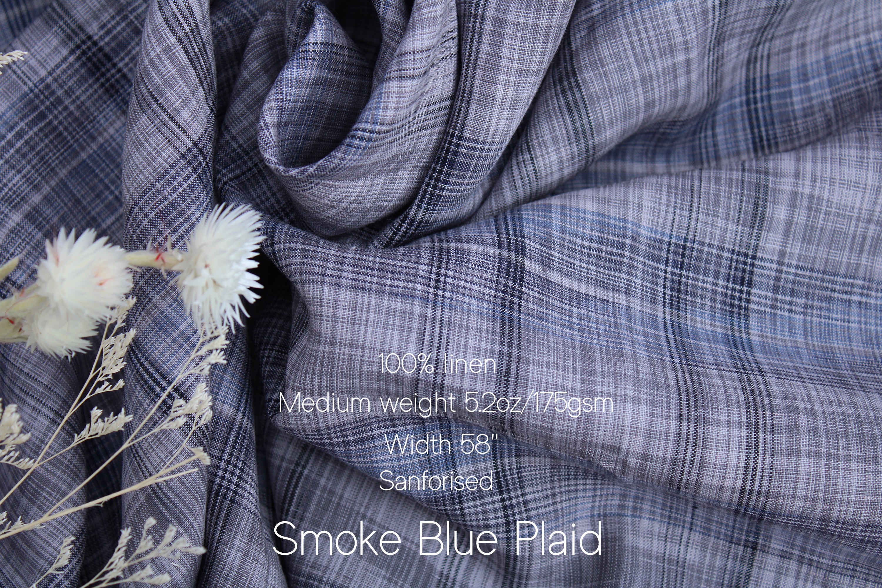 Blue Gray Linen Fabric by the yard / 100% linen fabric, Linen cotton blend / Medium Heavy weight