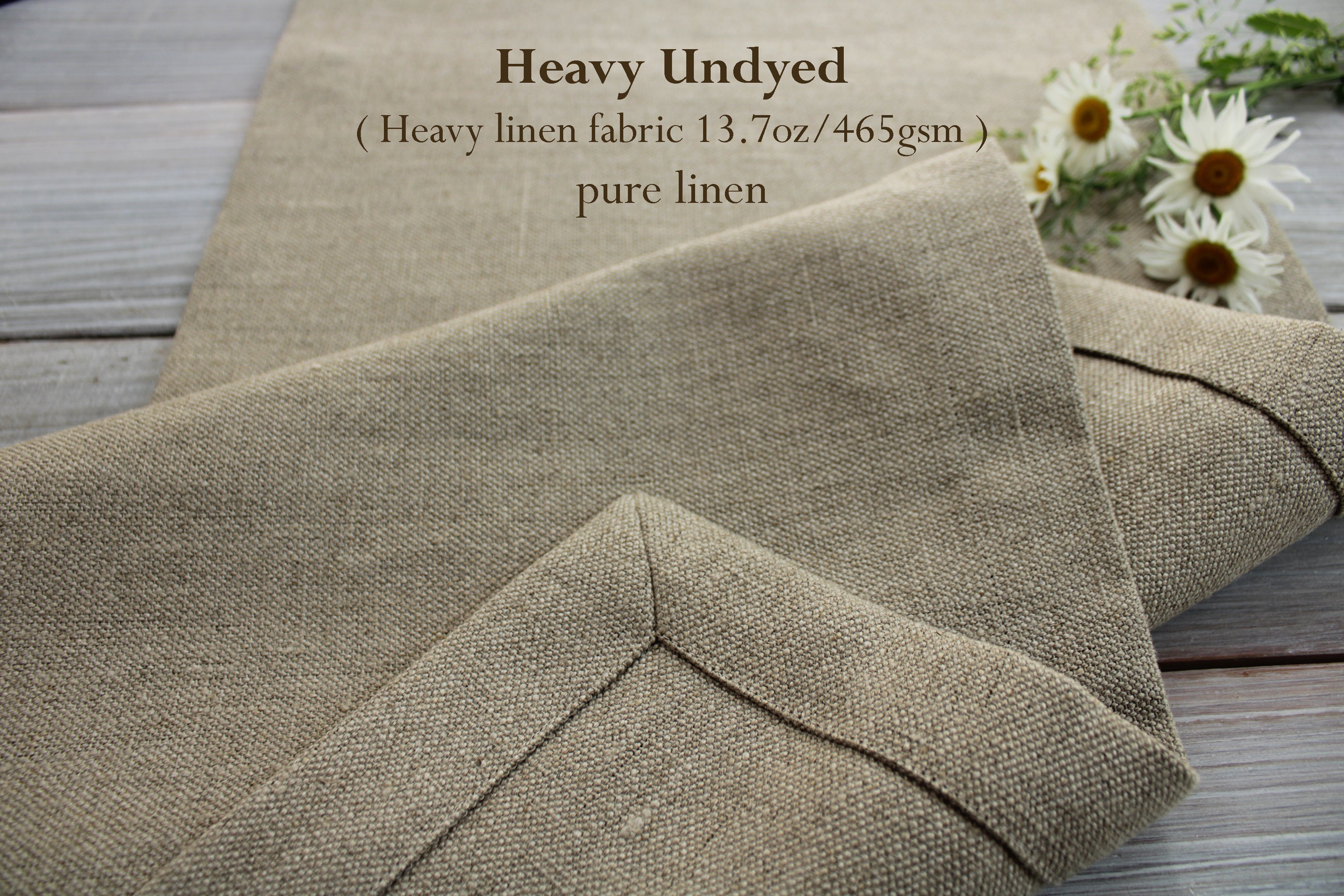 Heavy Undyed Linen Table Runner / Natural Thick Pure Linen Table Runner 13.7oz