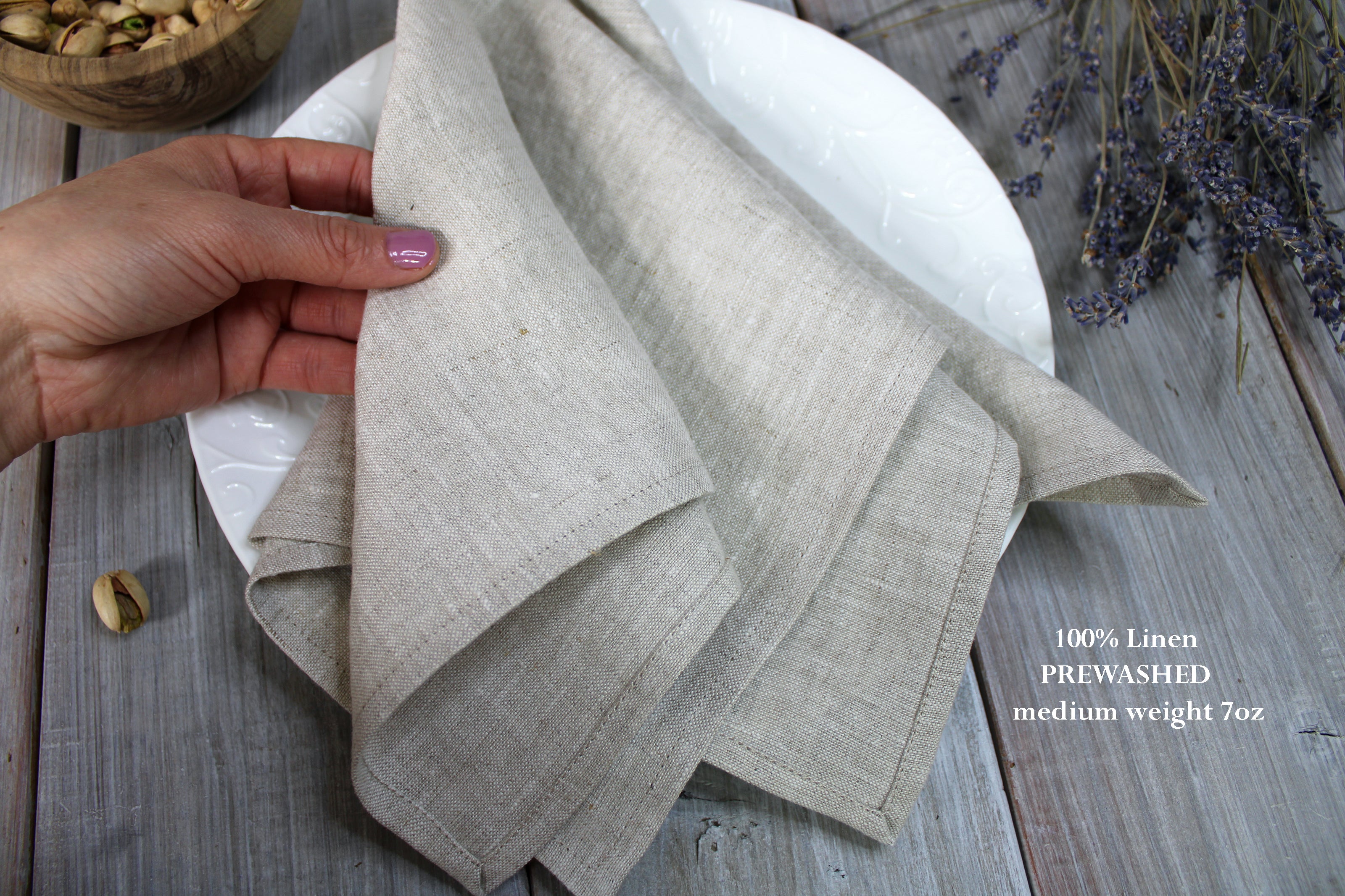 Pure Linen Napkins Set / PREWASHED 100% Linen napkins Oatmeal color