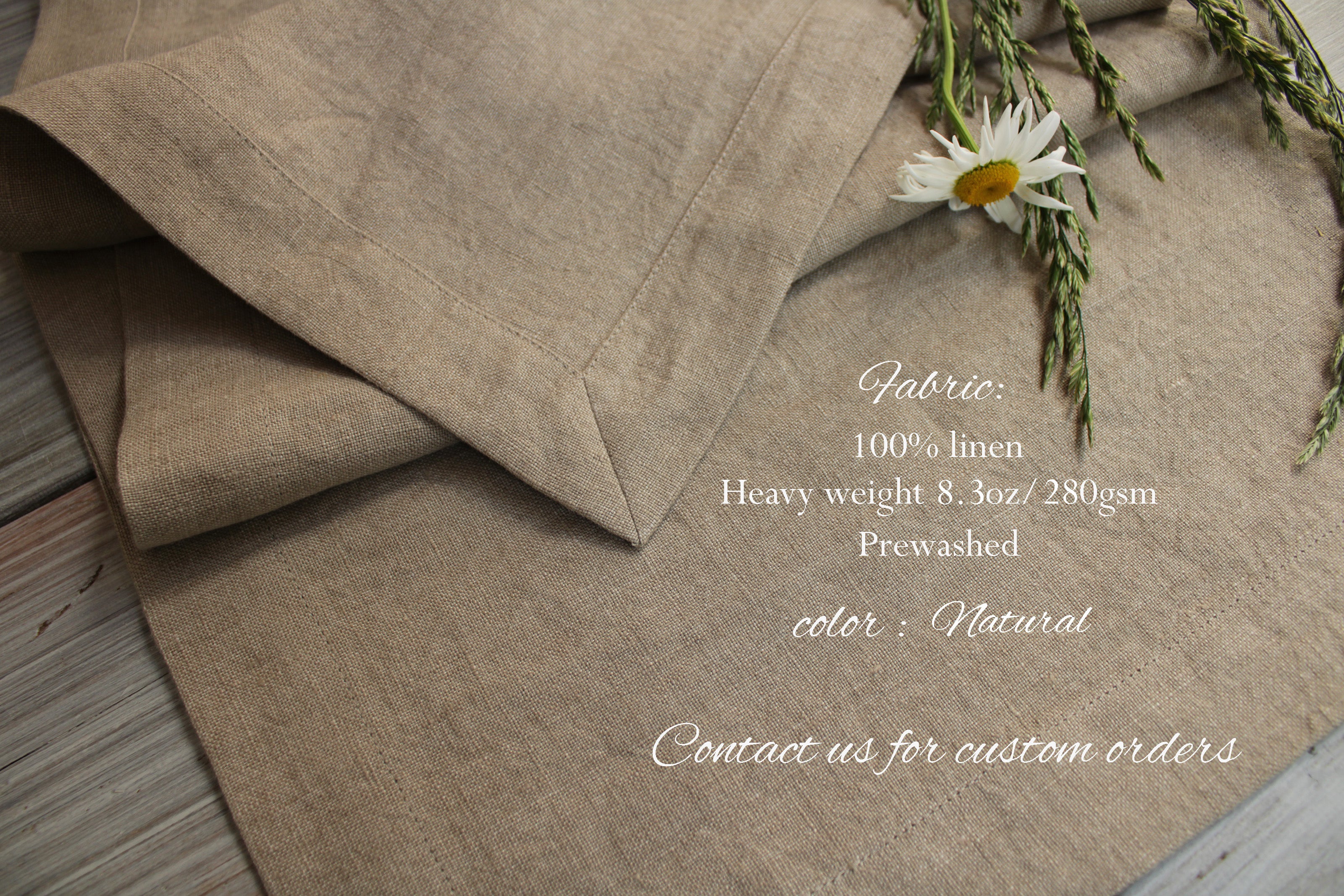 Natural Linen Table Runner - Heavy Weight, European Flax Certified, Custom Sizes