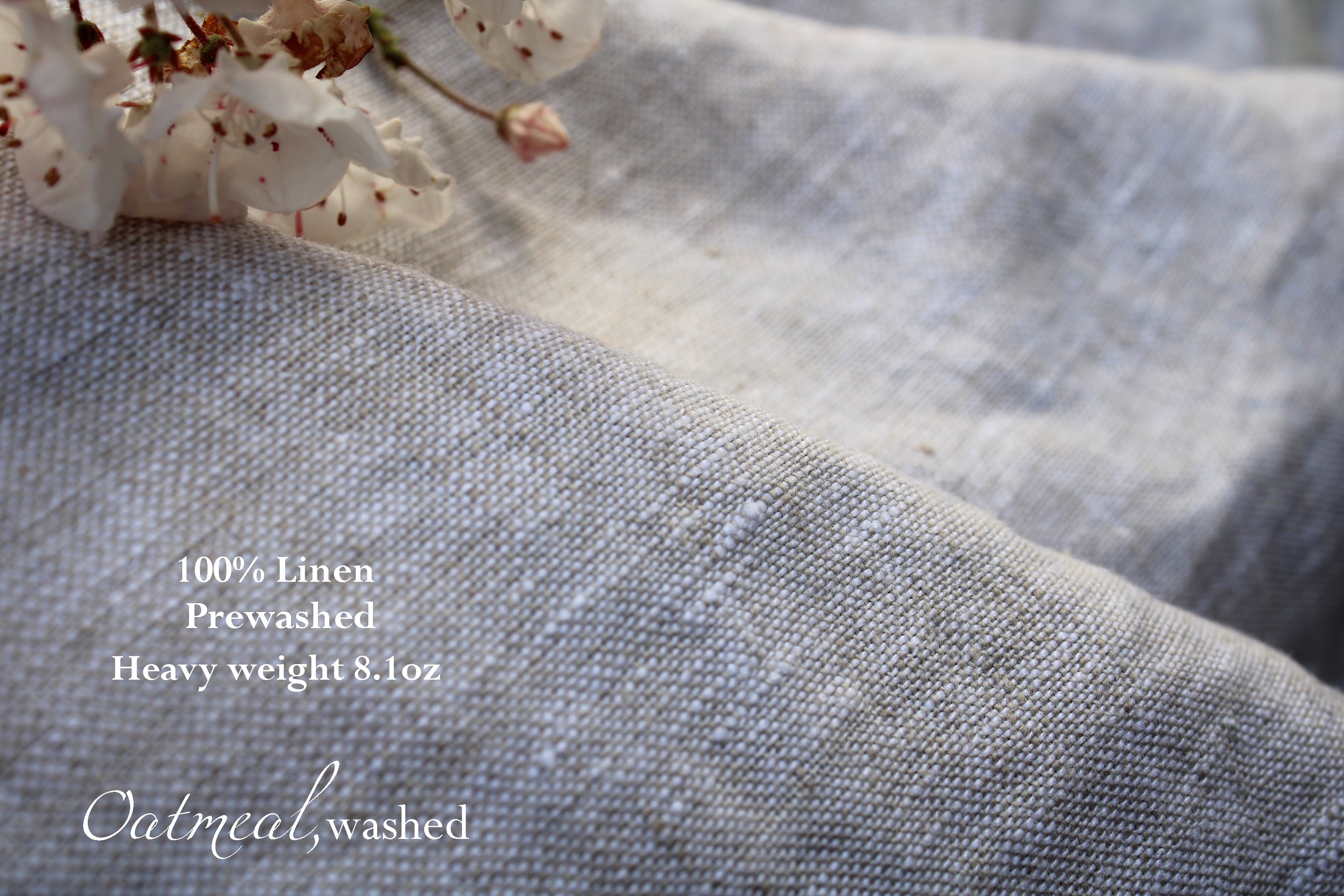 Extra Long Heavy Oatmeal Linen Curtains - Prewashed Linen Window Drape - Custom Sizes - 1 panel