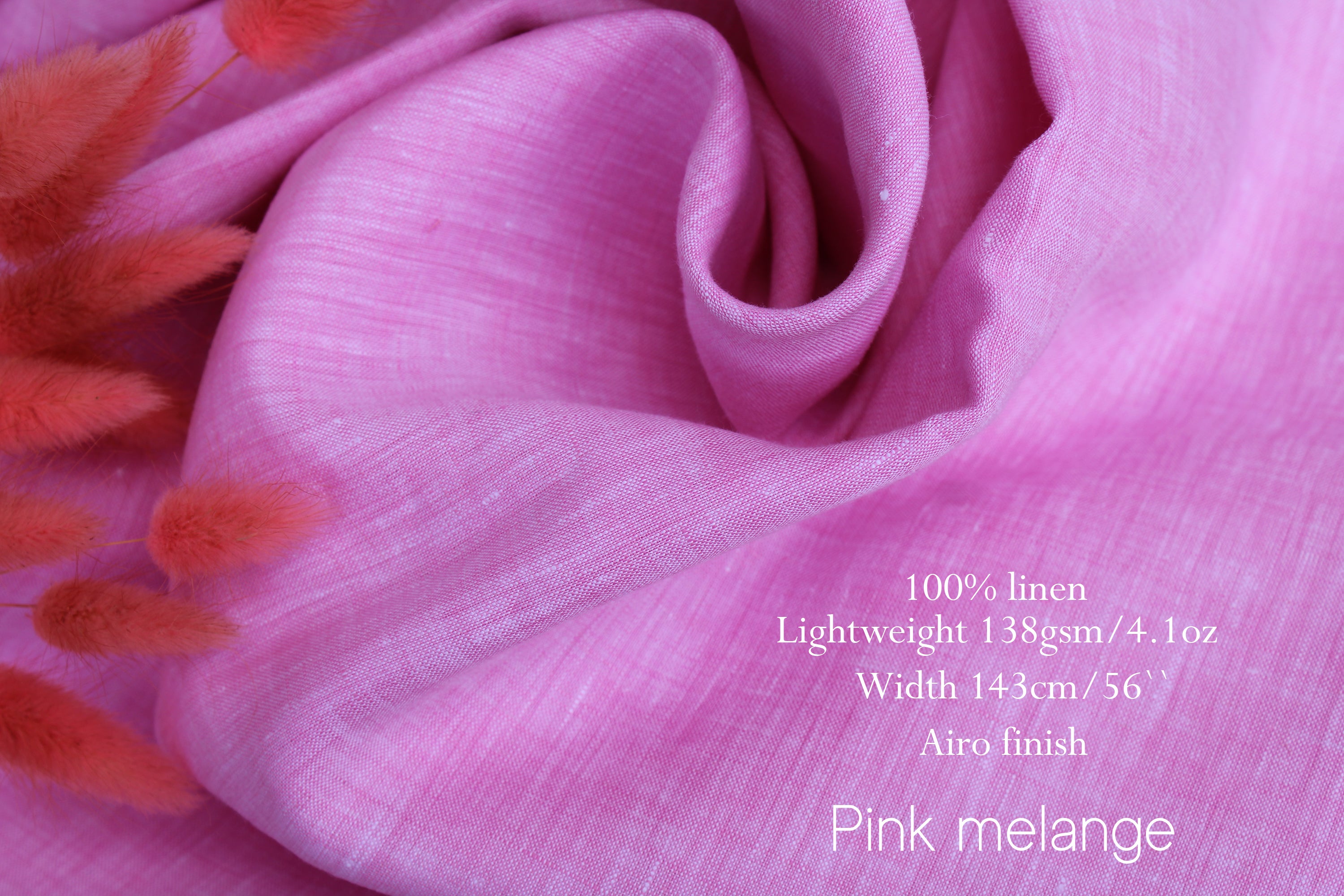 100% Linen Fabric by the Yard / Pink Orange Yelow Linen Fabric / Buy Linen Online