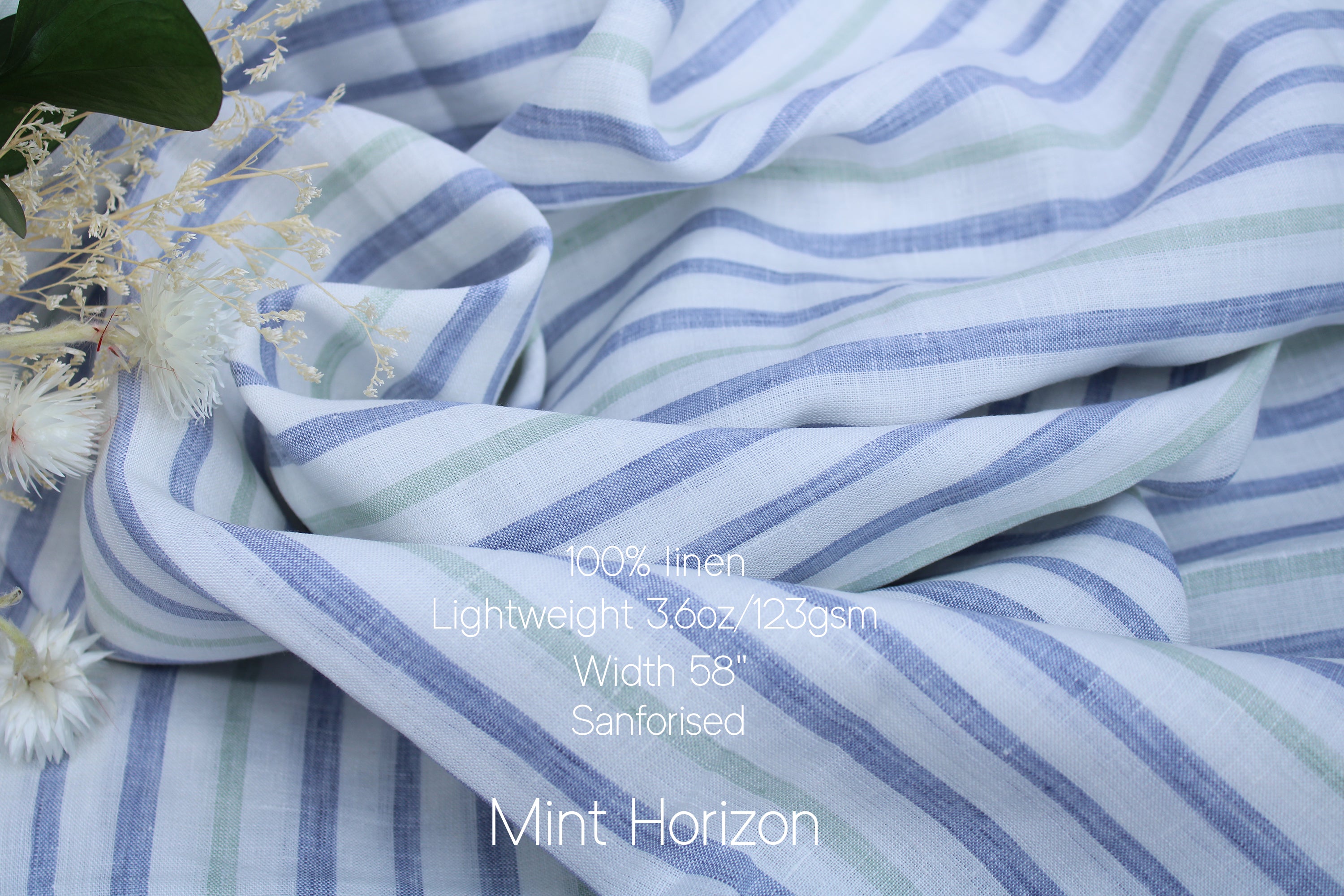 Blue Gray Linen Fabric by the yard / 100% linen fabric, Linen cotton blend / Medium Heavy weight