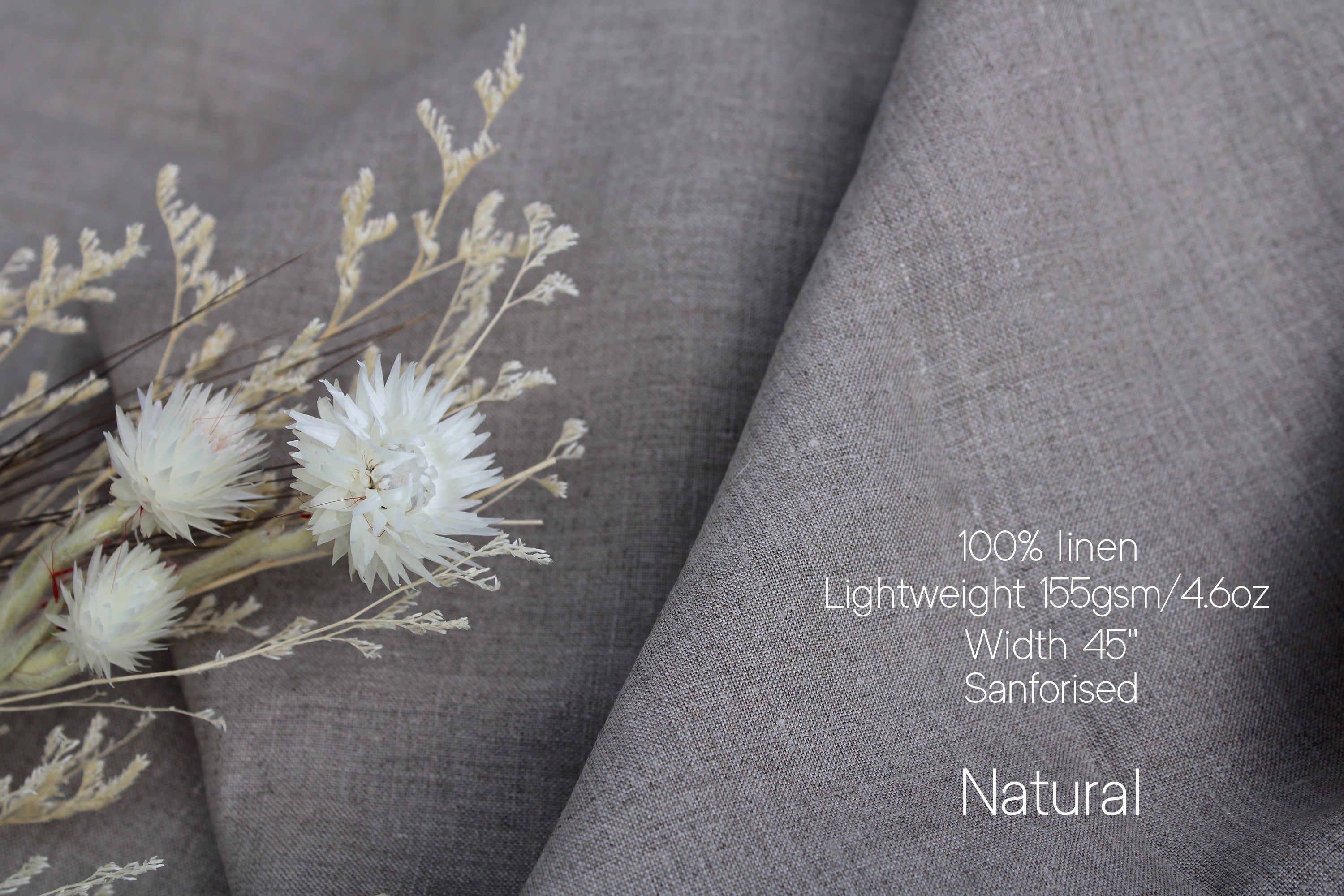 Blue Gray Linen Fabric by the yard / 100% linen fabric, Linen cotton blend / Medium Heavy weight