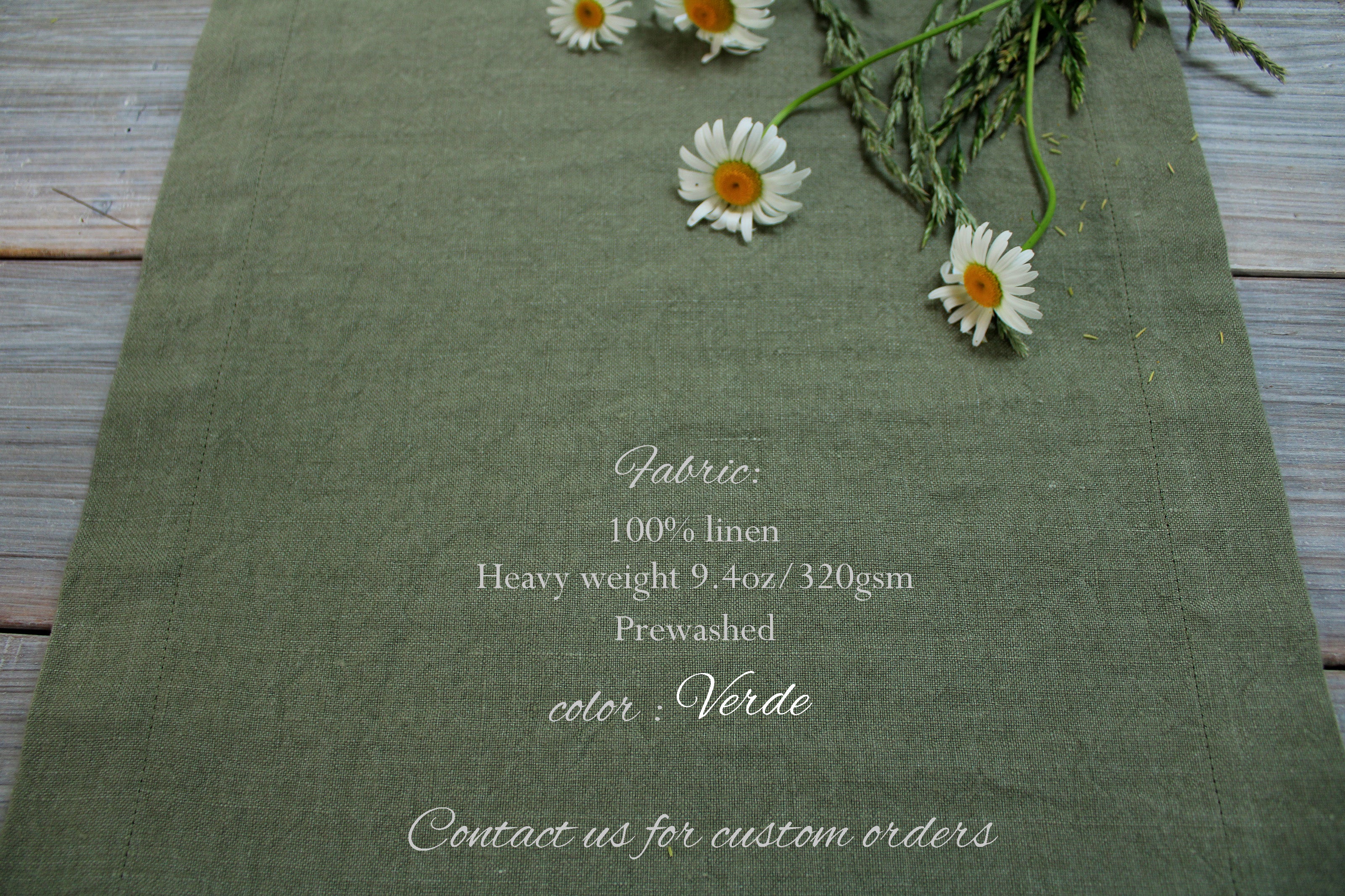 Pure Linen Table Runner - Heavy Weight, Prewashed, European Flax Certified, Custom Sizes USA