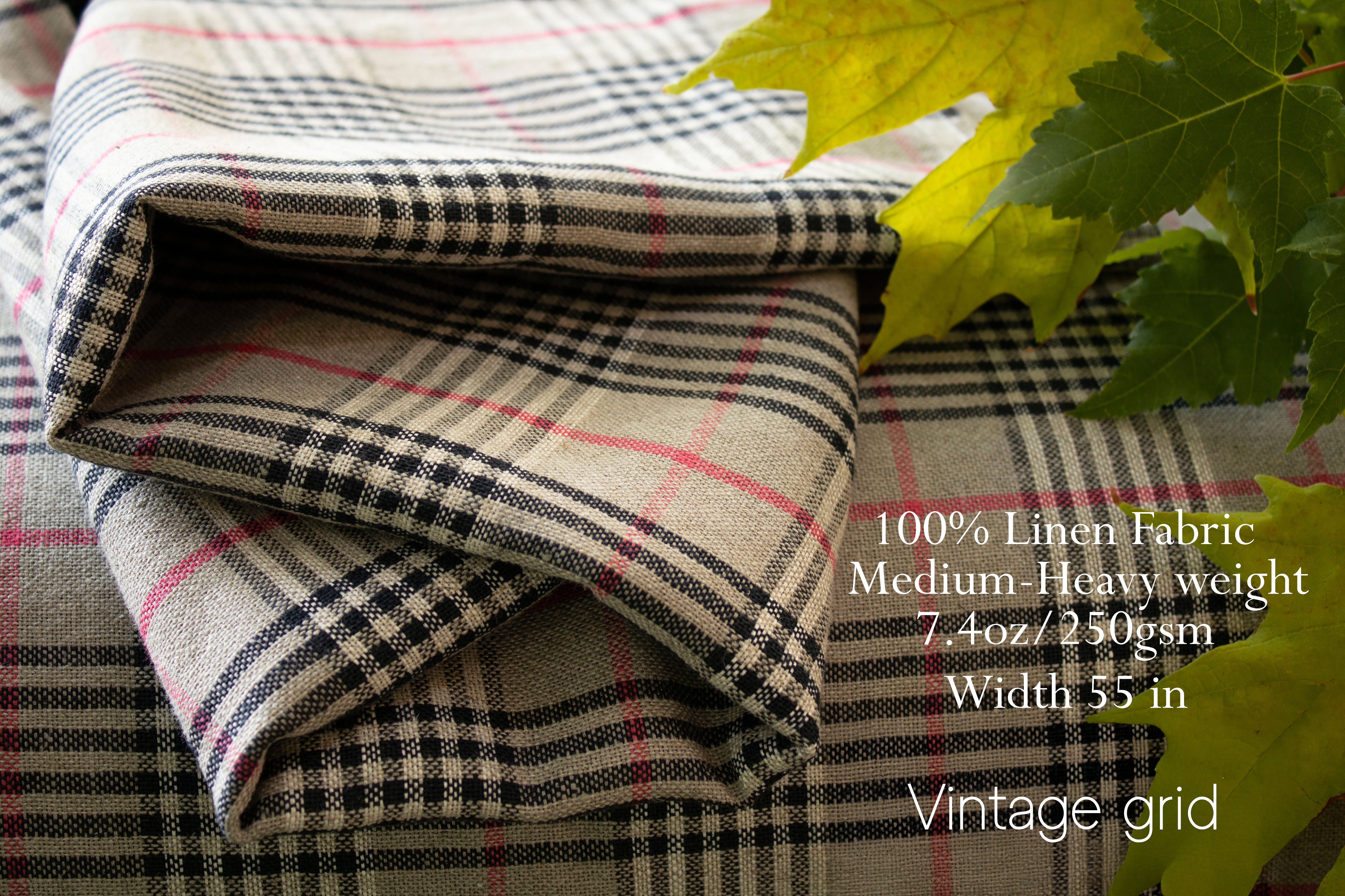 Blue Gray Linen Fabric by the yard / 100% linen fabric, Linen cotton blend / Medium Heavy weight