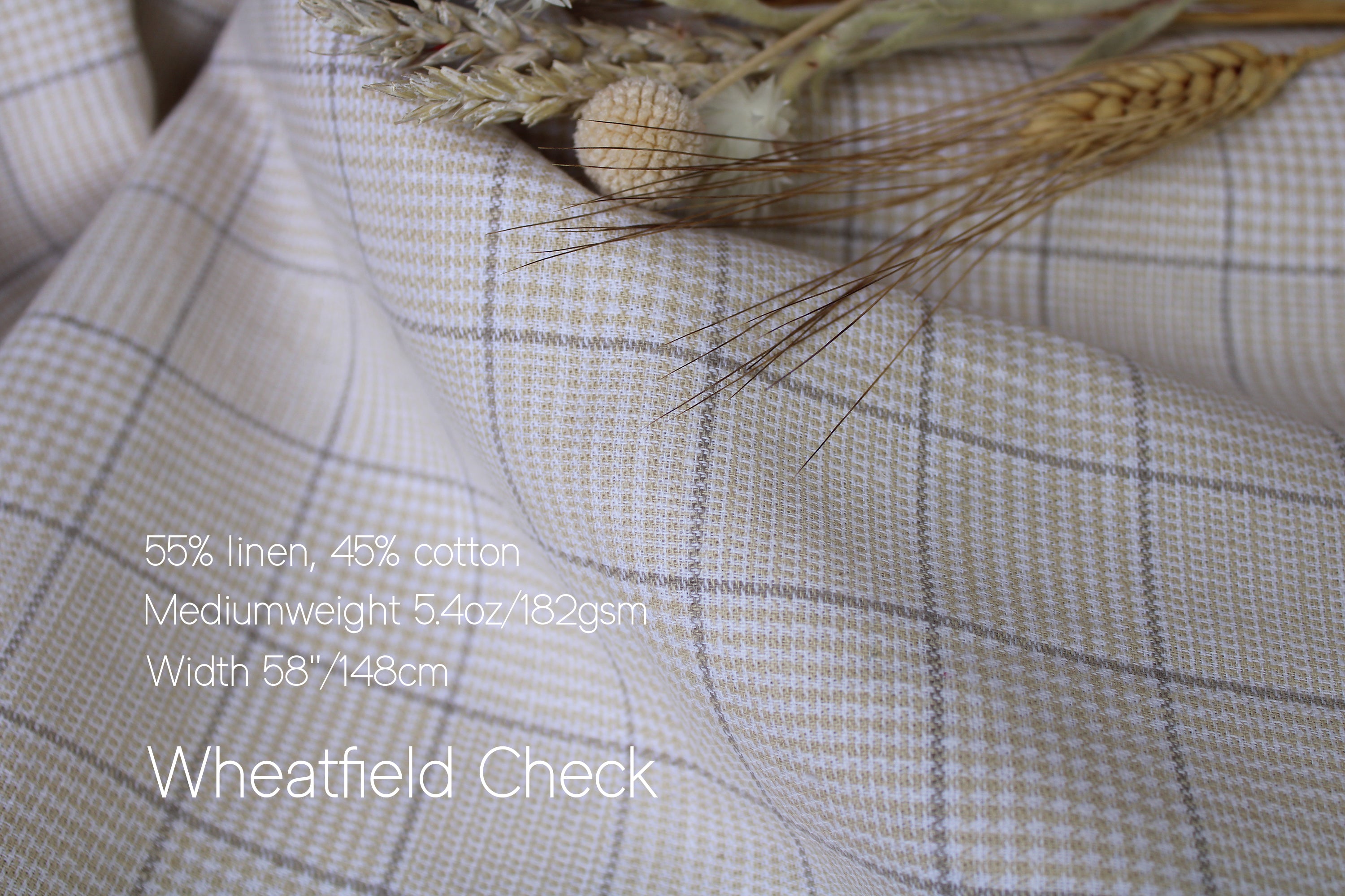 100% Linen Fabric by the Yard / Beige Brown Wine Check Plaid Linen Fabric / Buy Linen Online