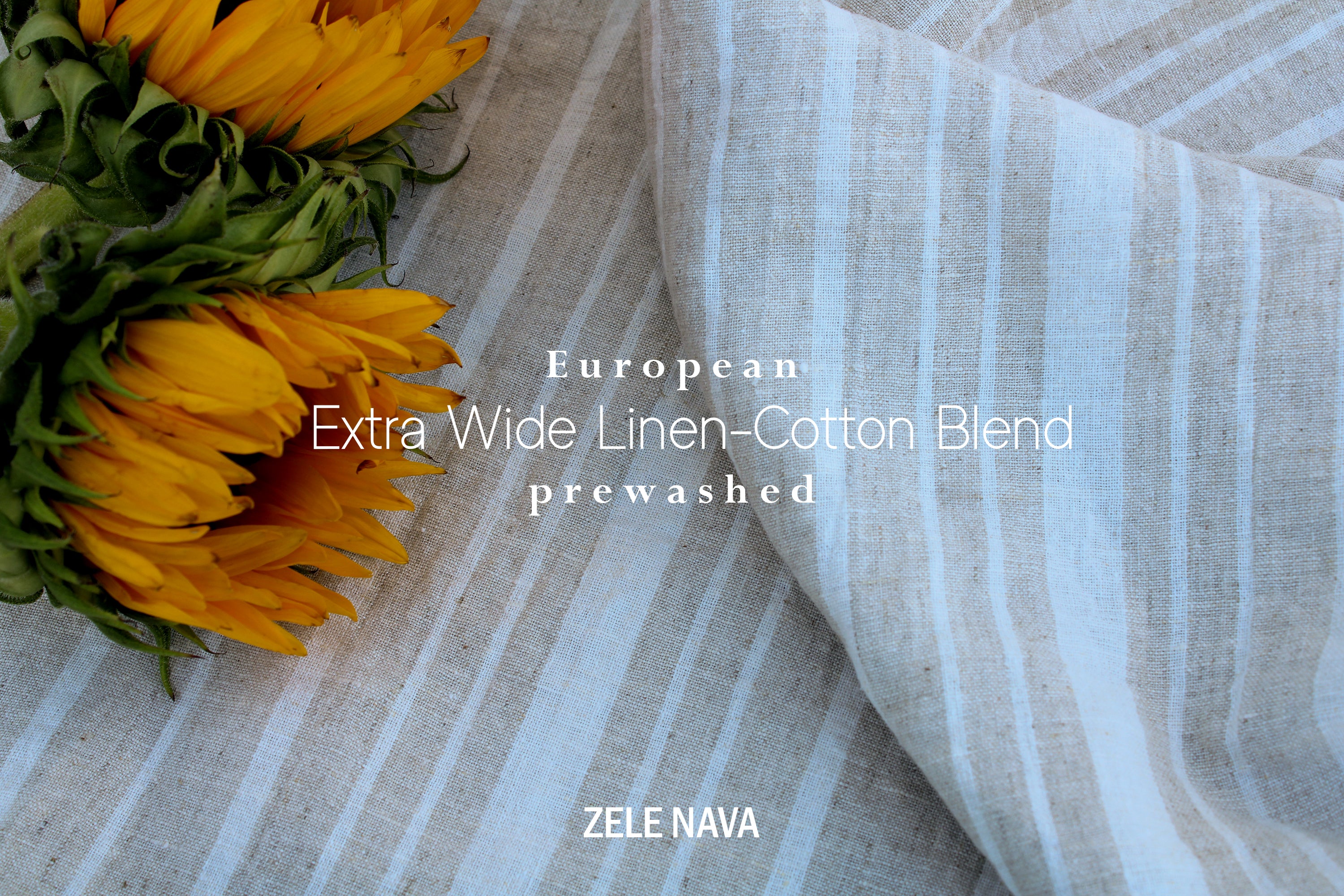 Prewashed Extra Wide Beige Striped Linen Cotton Fabric: Curtains, Clothing, Crafts / Buy Linen Online