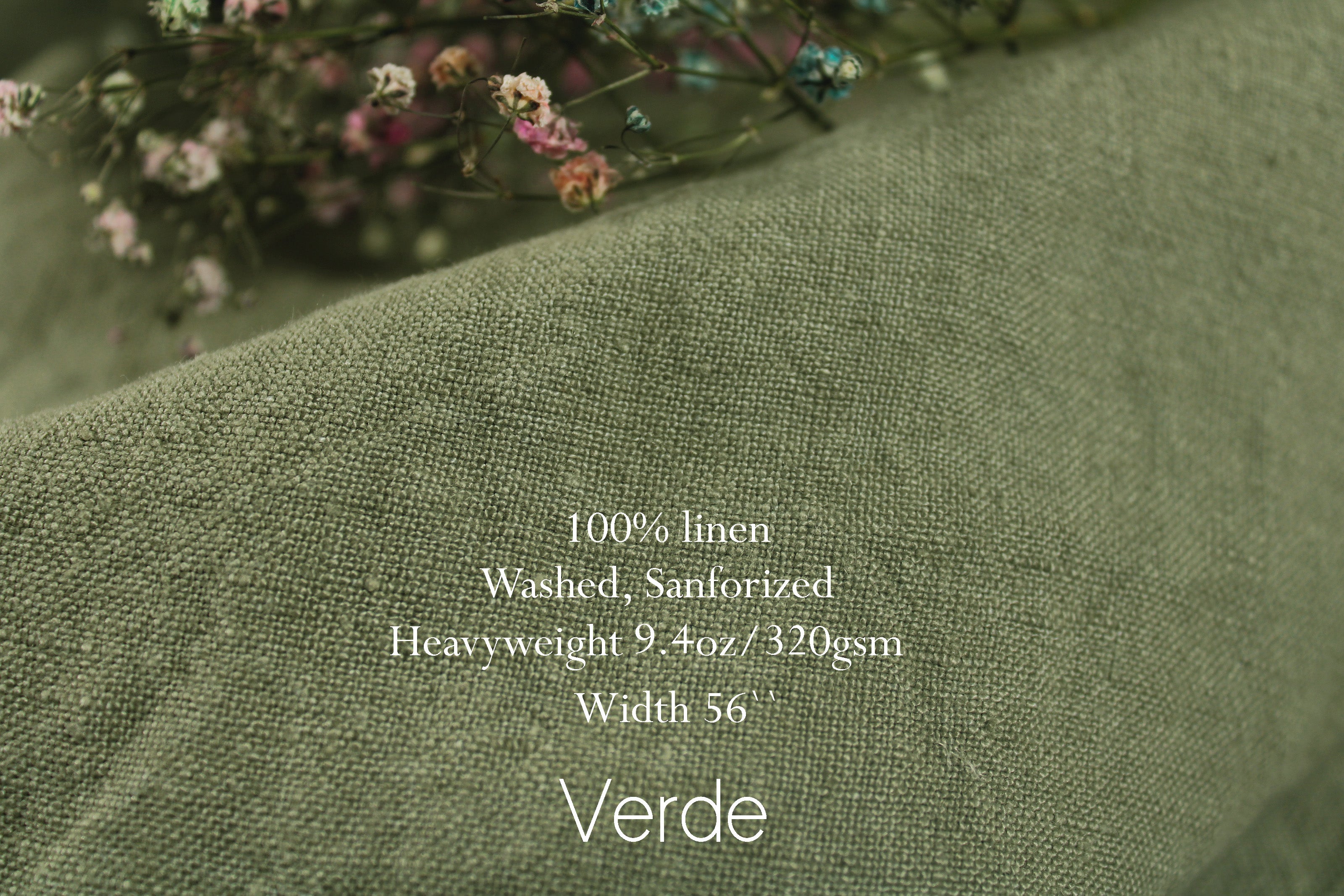Washed Heavyweight Linen Fabric / Verde Linen Fabric