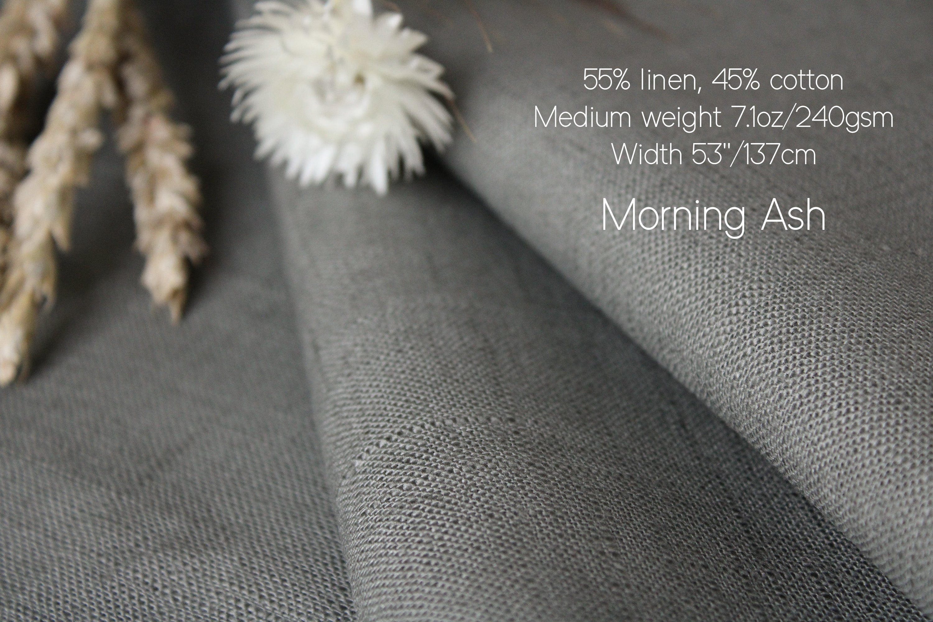 Linen fabric by the yard for Clothing, Curtains / Lightweight - Medium weight Linen fabric European flax Morning ash / Sample 4x4'' Linen fabric by the yard for Clothing, Curtains / Lightweight - Medium weight Linen fabric European flax Morning ash / Sample 4x4''