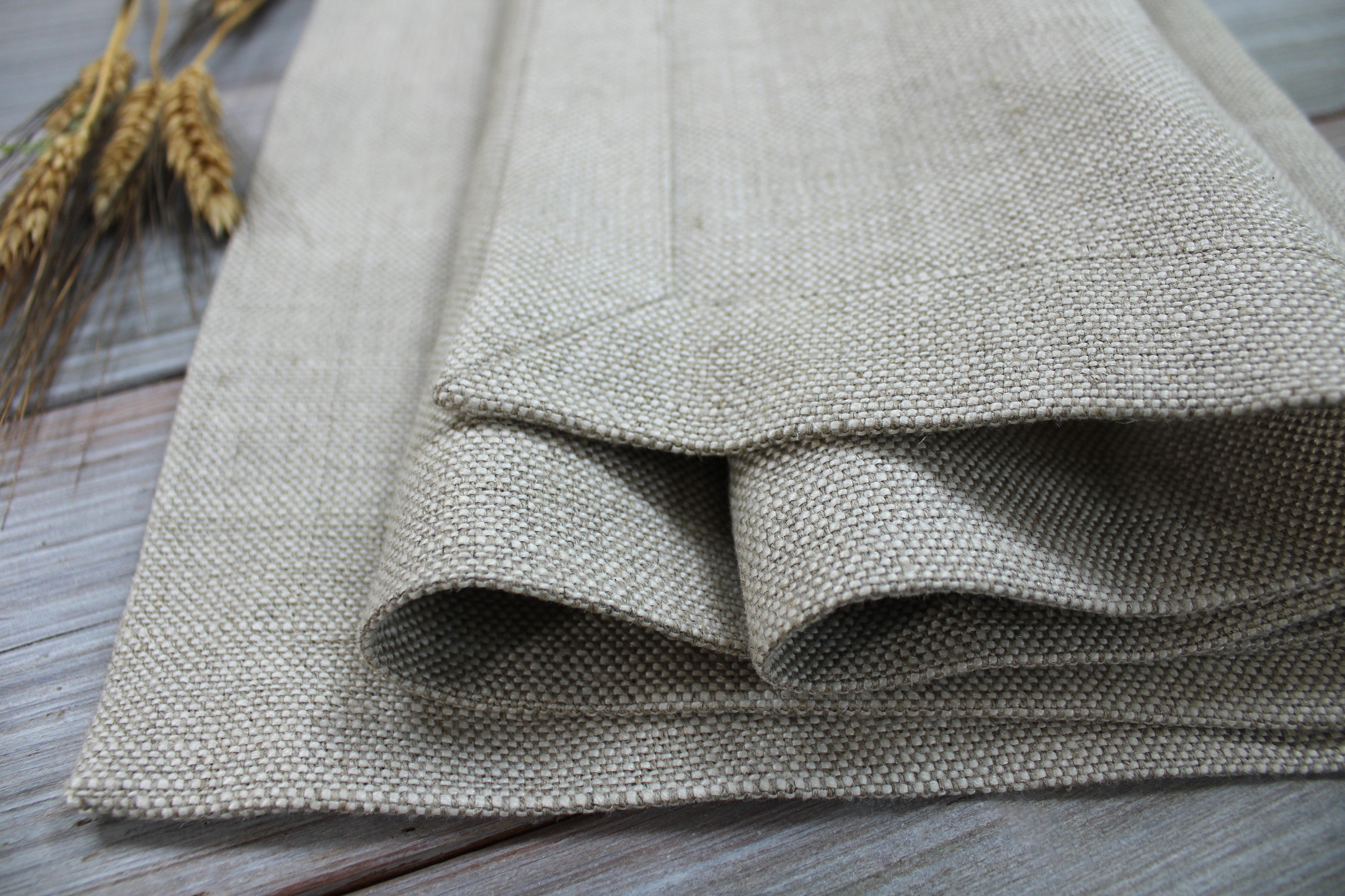 Heavy Oatmeal Linen Table Runner / Natural Thick Pure Linen Table Runner 14.5oz