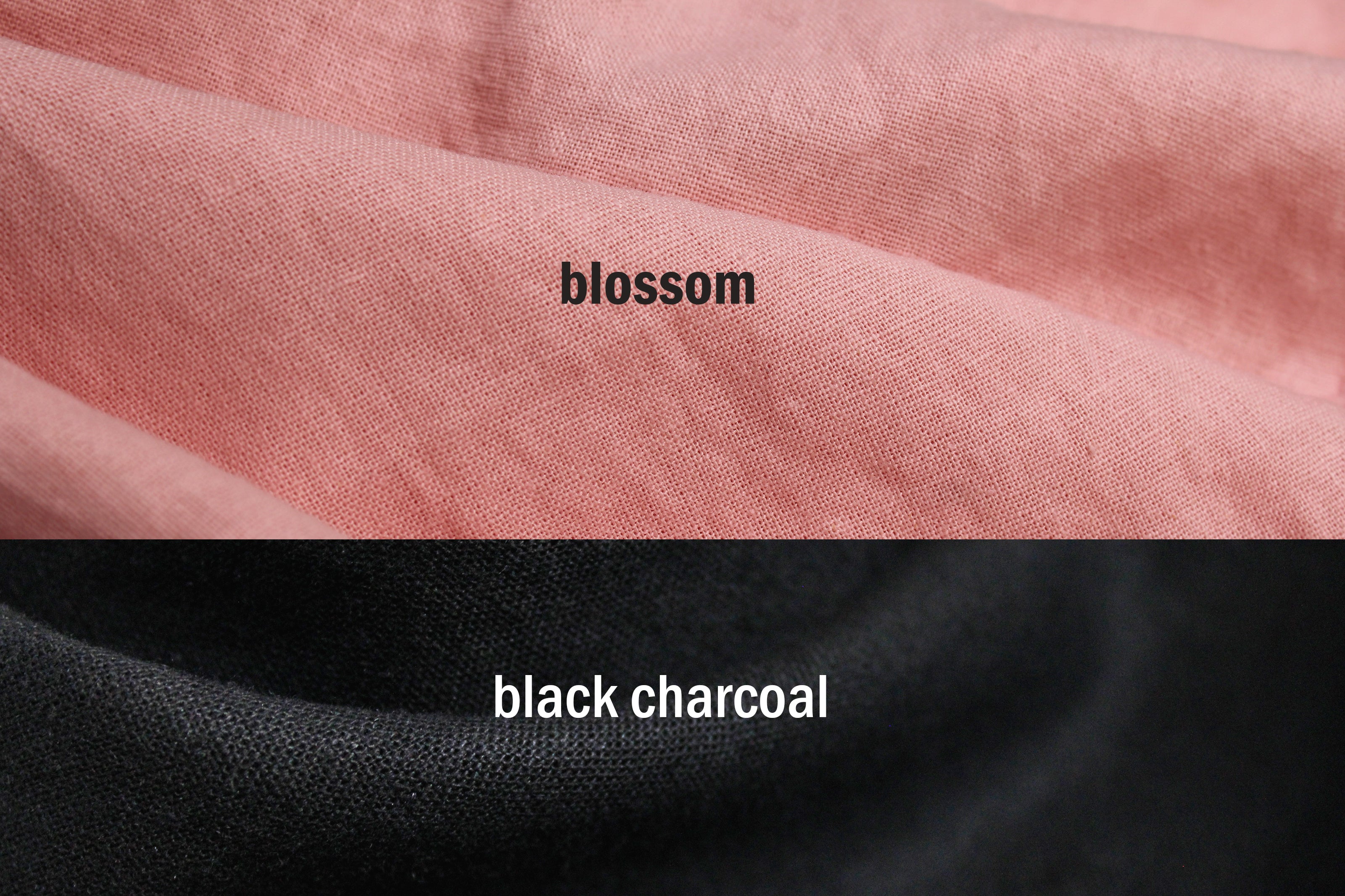 Linen Color Block Curtain – Two-Tone Custom Curtain - ( Blossom + Black ) - 1 panel