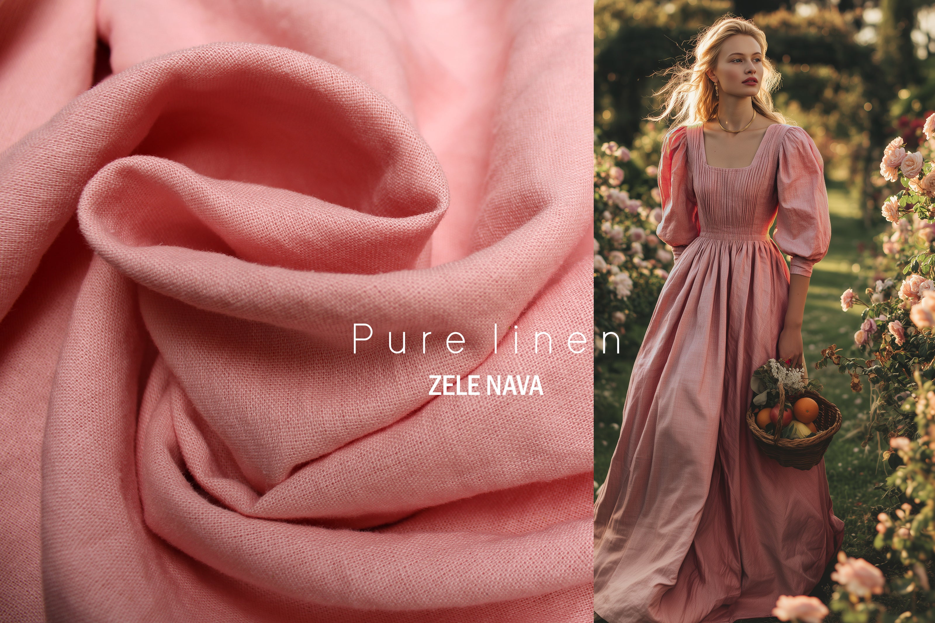 100% Washed Linen Fabric by the Yard / Blossom Pink Linen Fabric / Buy Linen Online