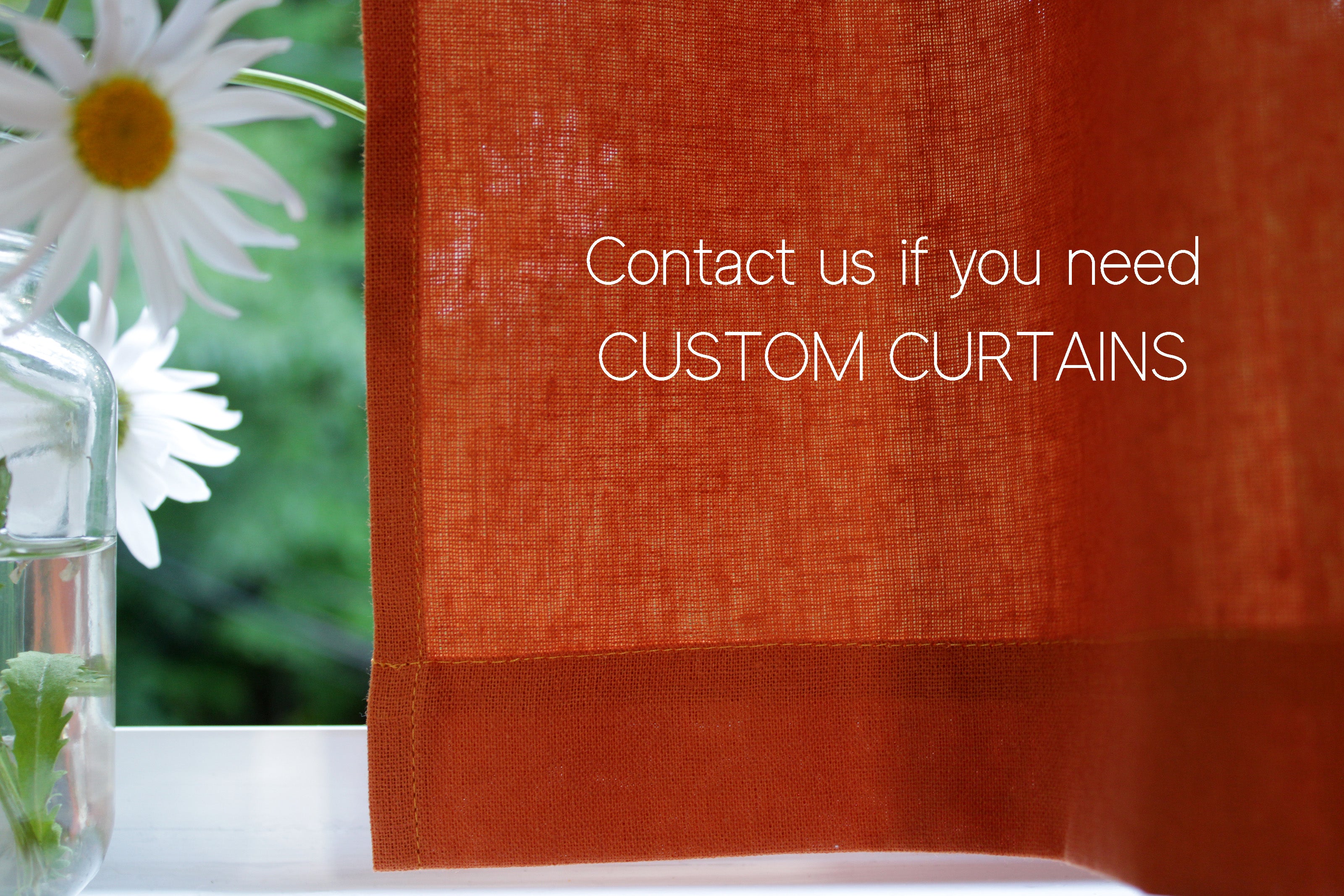 Pure Linen Cafe Curtains Medium weight / Rust Linen Curtains / Custom Curtains Online