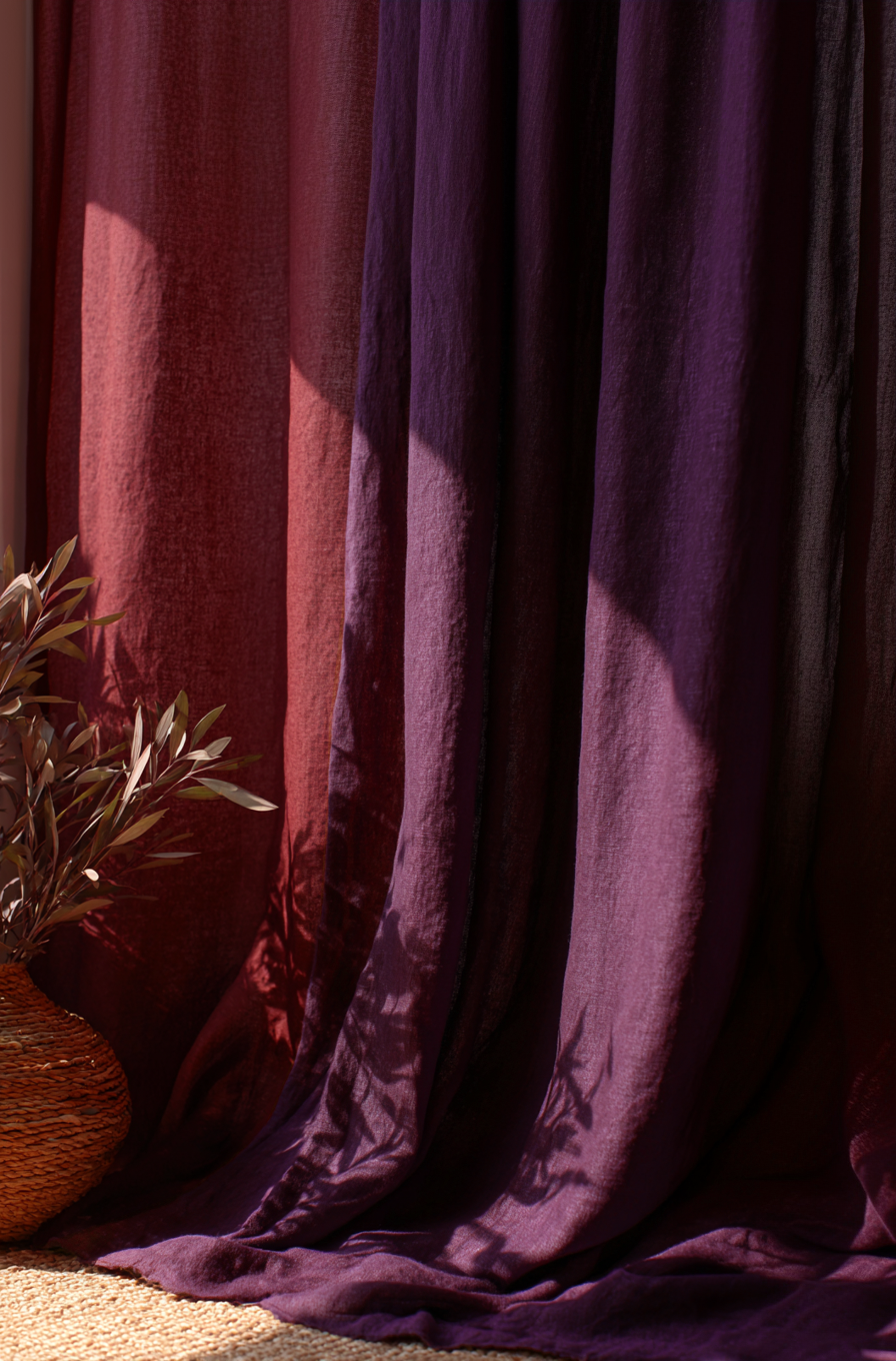 Extra Long Dark purple Linen Curtains - Prewashed Linen Window Drape - Custom Sizes - 1 panel
