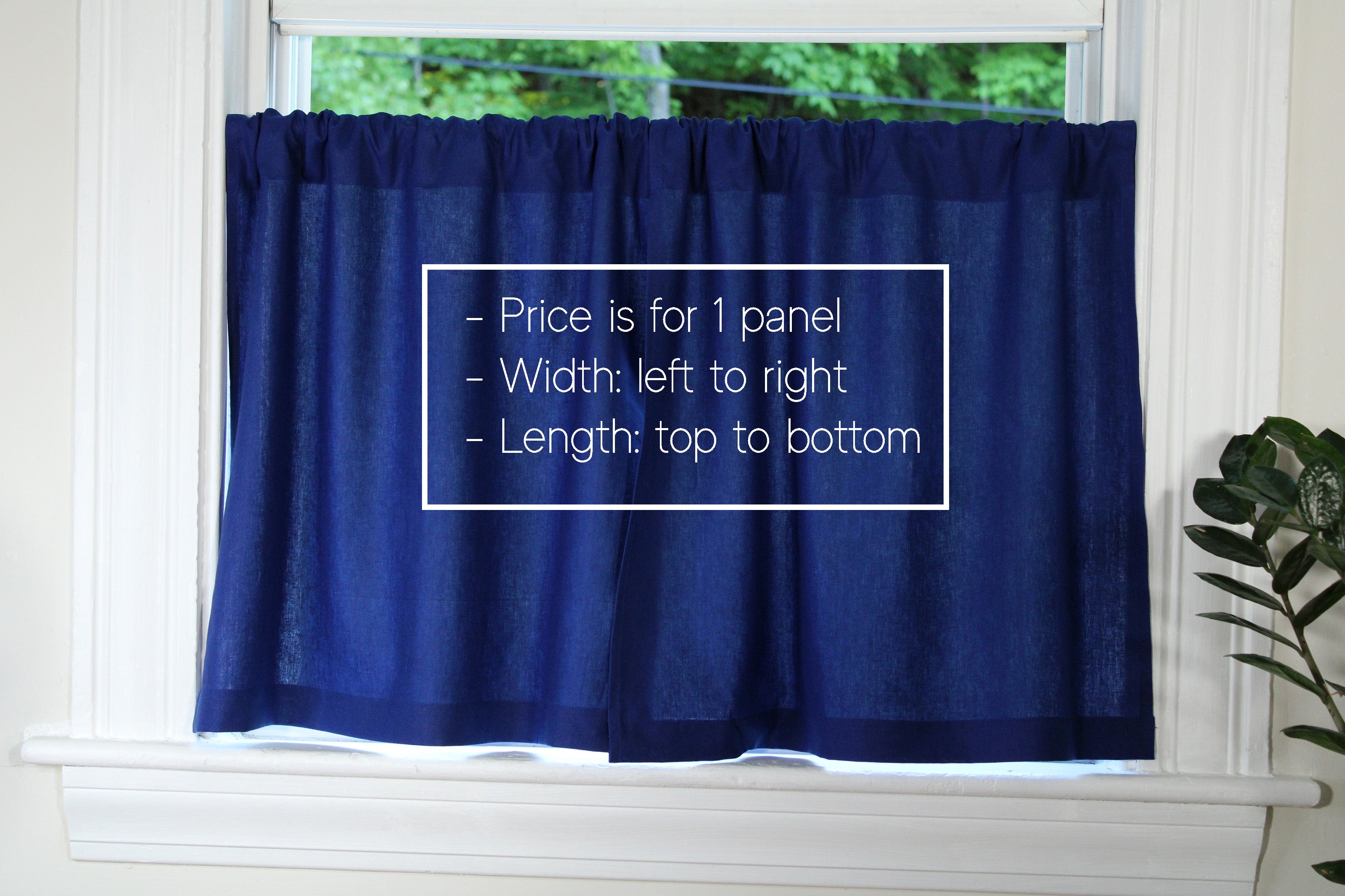 Dark Blue Linen Curtains / Pure Linen Kitchen Curtains / Custom Curtains Online