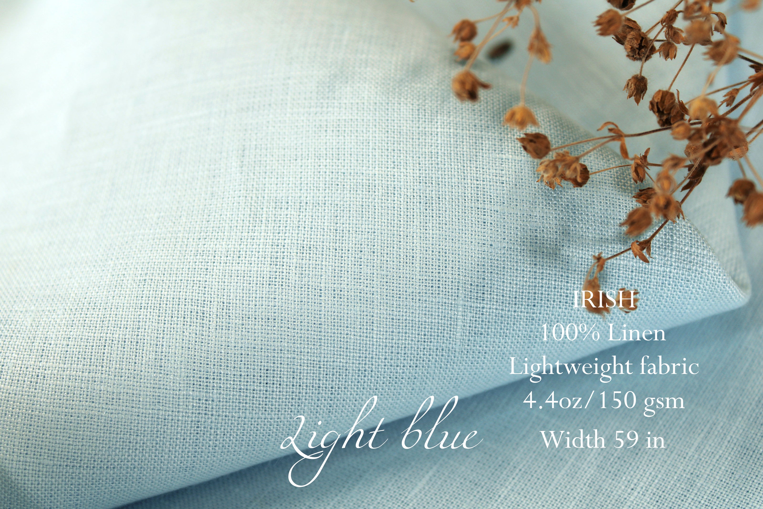 Blue Linen Fabric by the yard / 100% linen fabric, Linen cotton blend / Medium Heavy weight