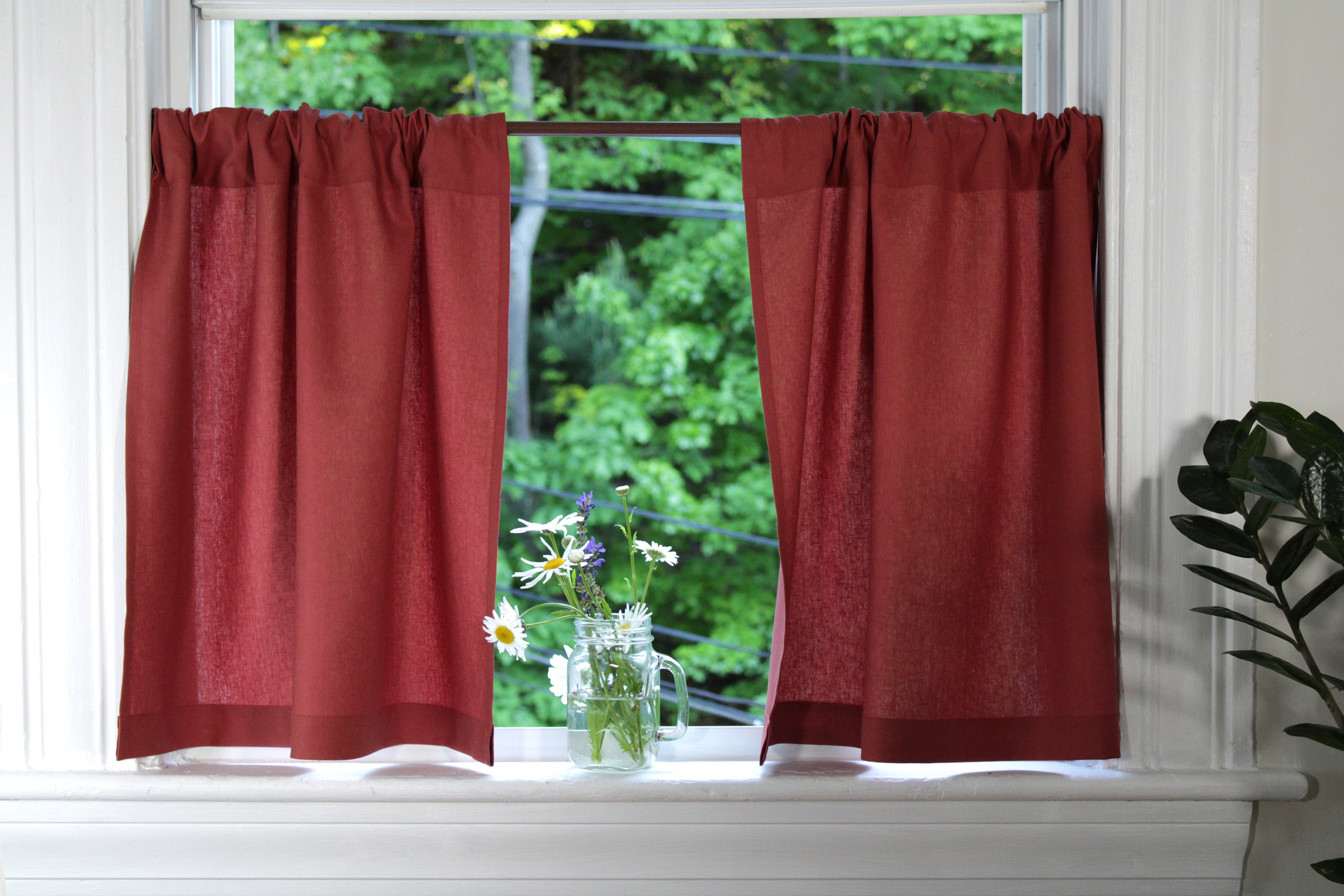 Marsala Linen Curtains / Pure Linen Cafe Curtains / Custom Curtains Online