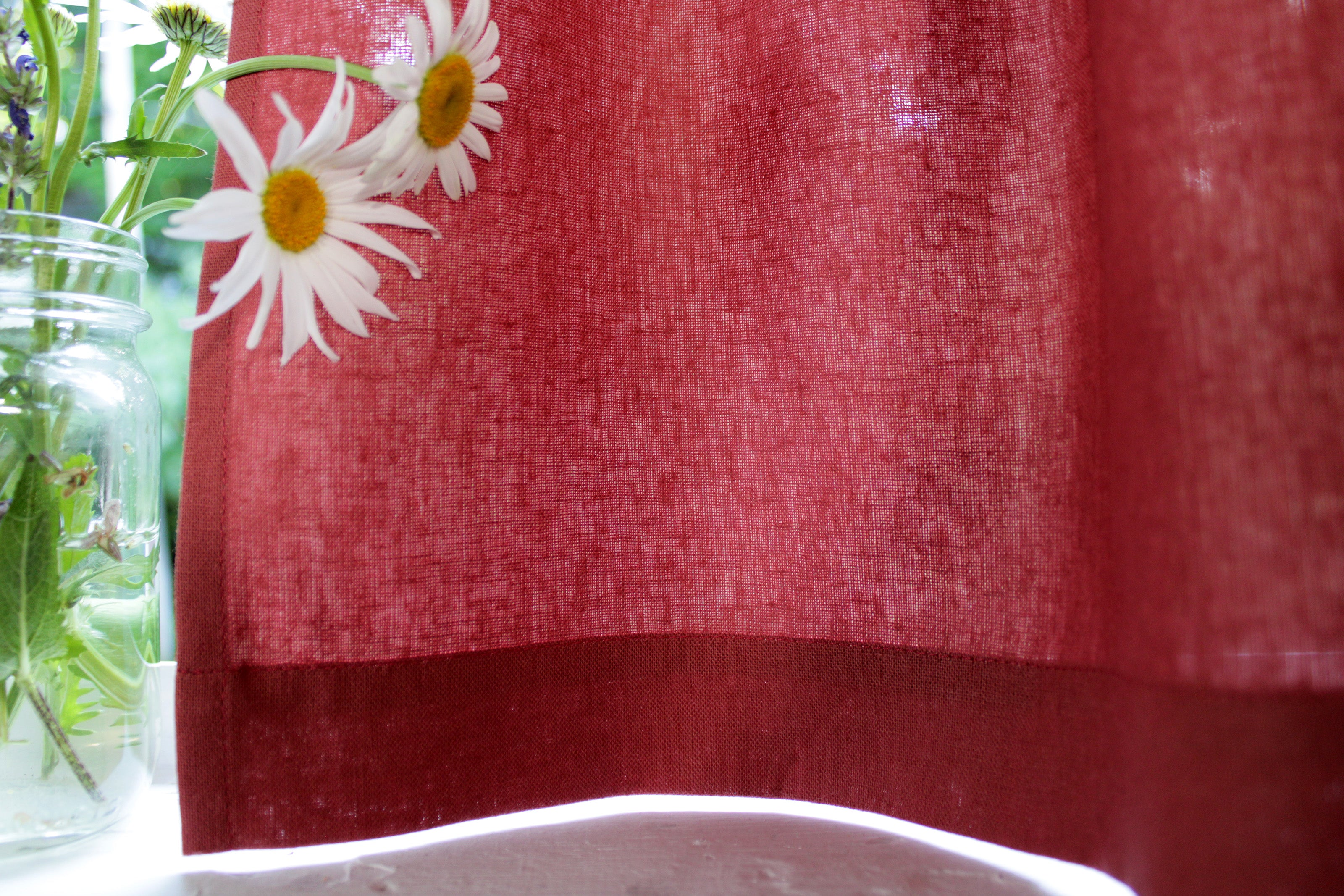 Marsala Linen Curtains / Pure Linen Cafe Curtains / Custom Curtains Online