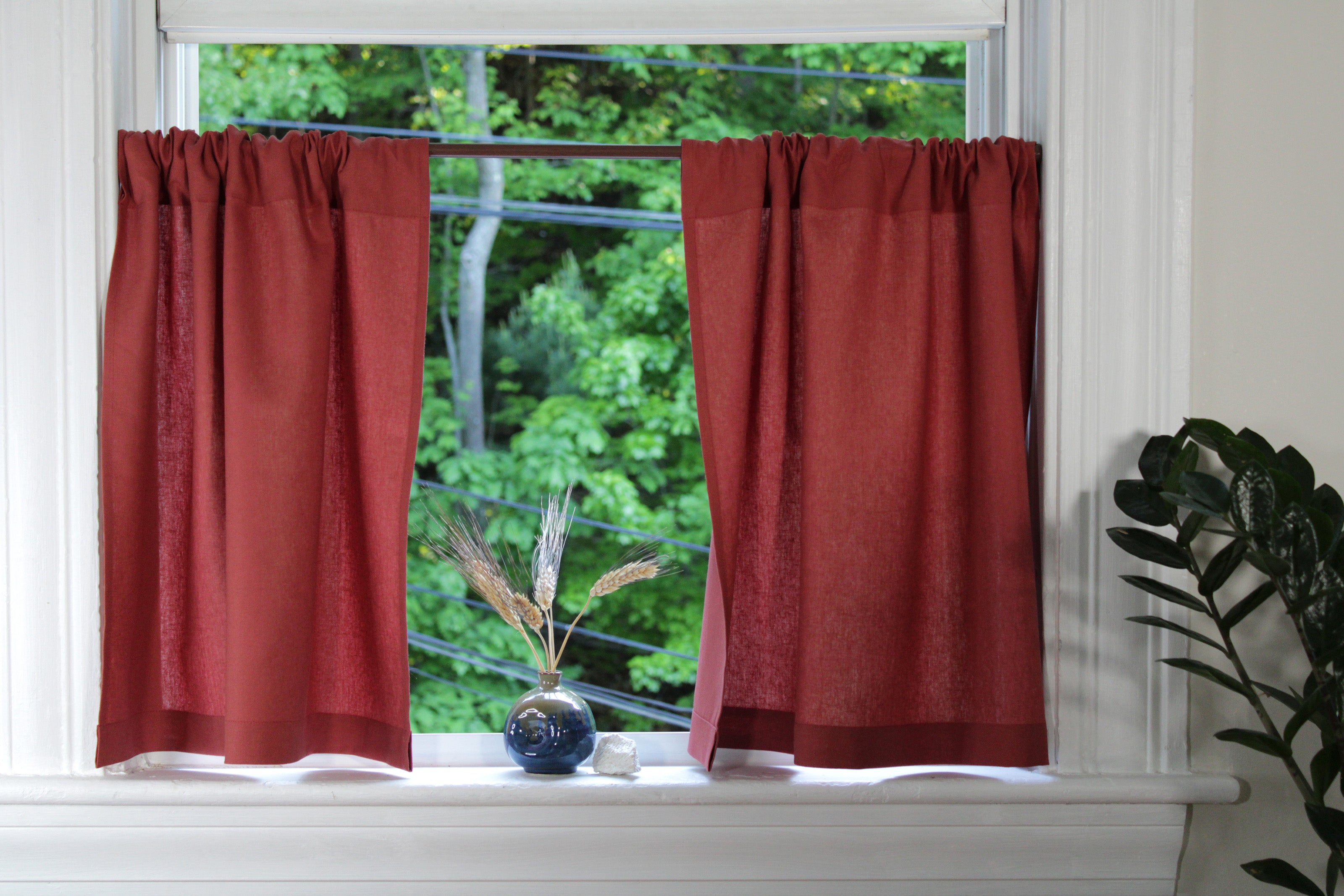 Marsala Linen Curtains / Pure Linen Cafe Curtains / Custom Curtains Online