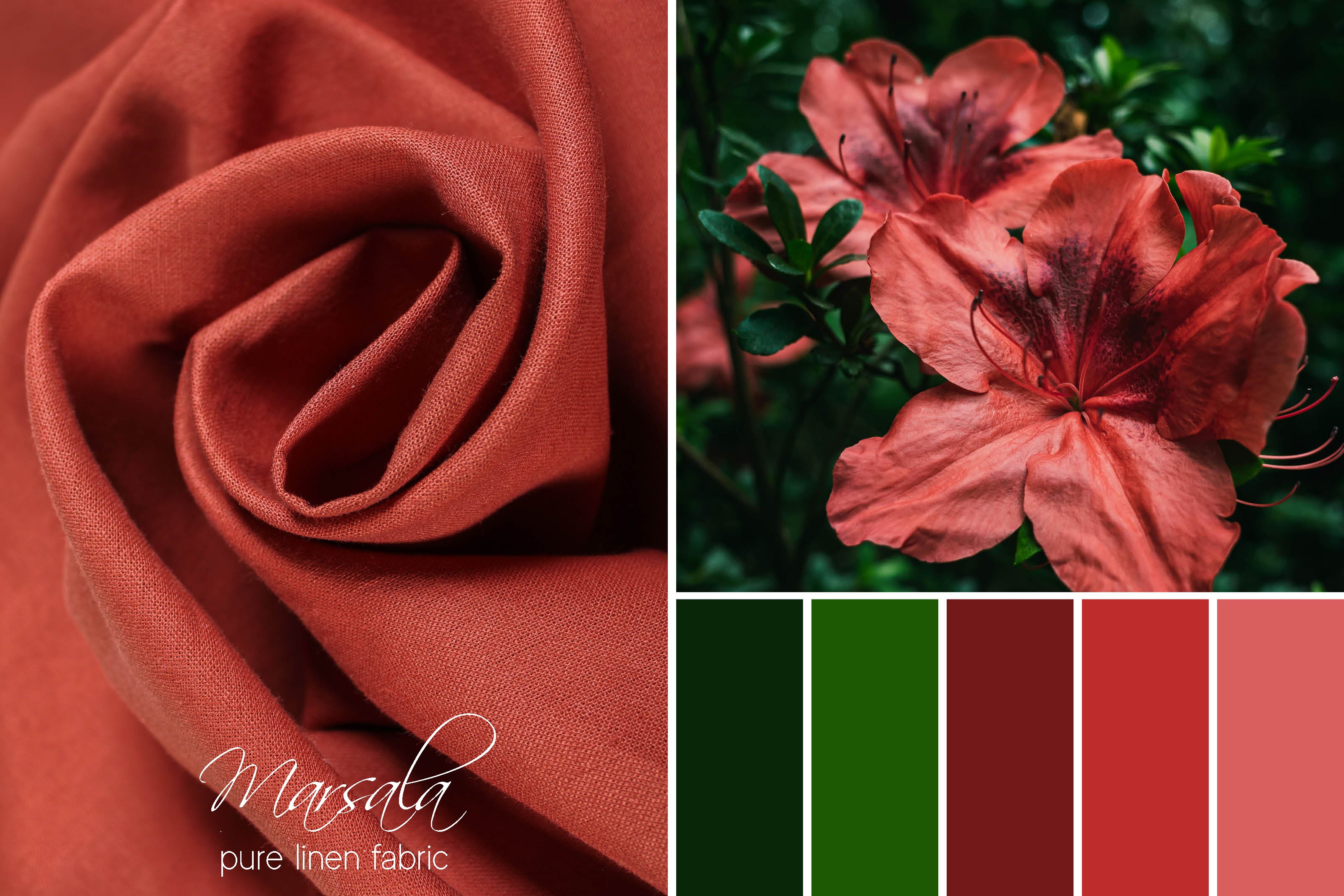 100% Linen Fabric by the Yard / Marsala Linen Fabric / Buy Linen Online