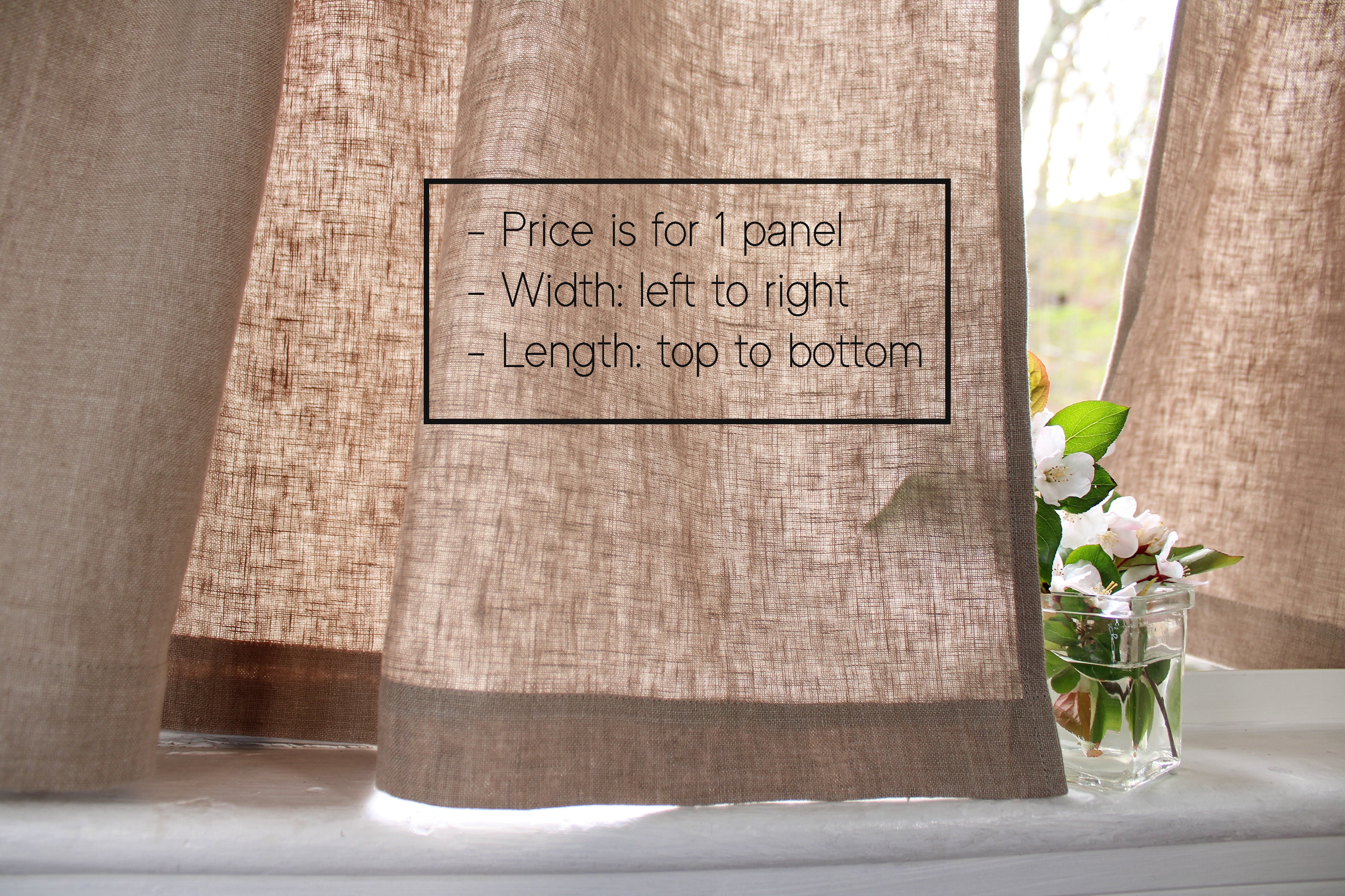Natural Linen Cafe Curtains made in the US / Custom Linen Curtains