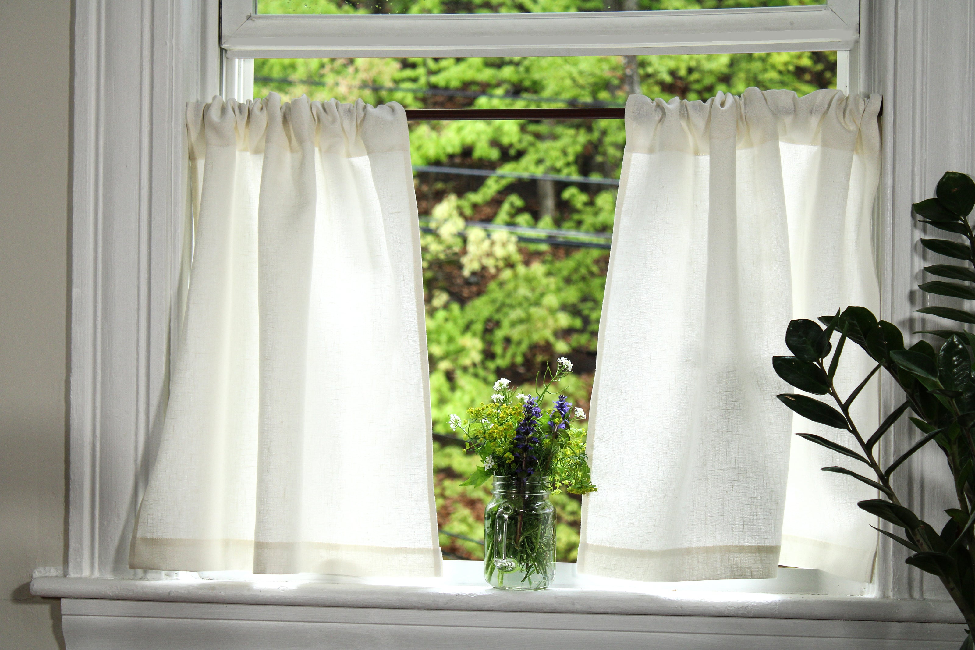 Off White Linen Curtains made in the US / Linen Cafe Curtains / Custom Curtains