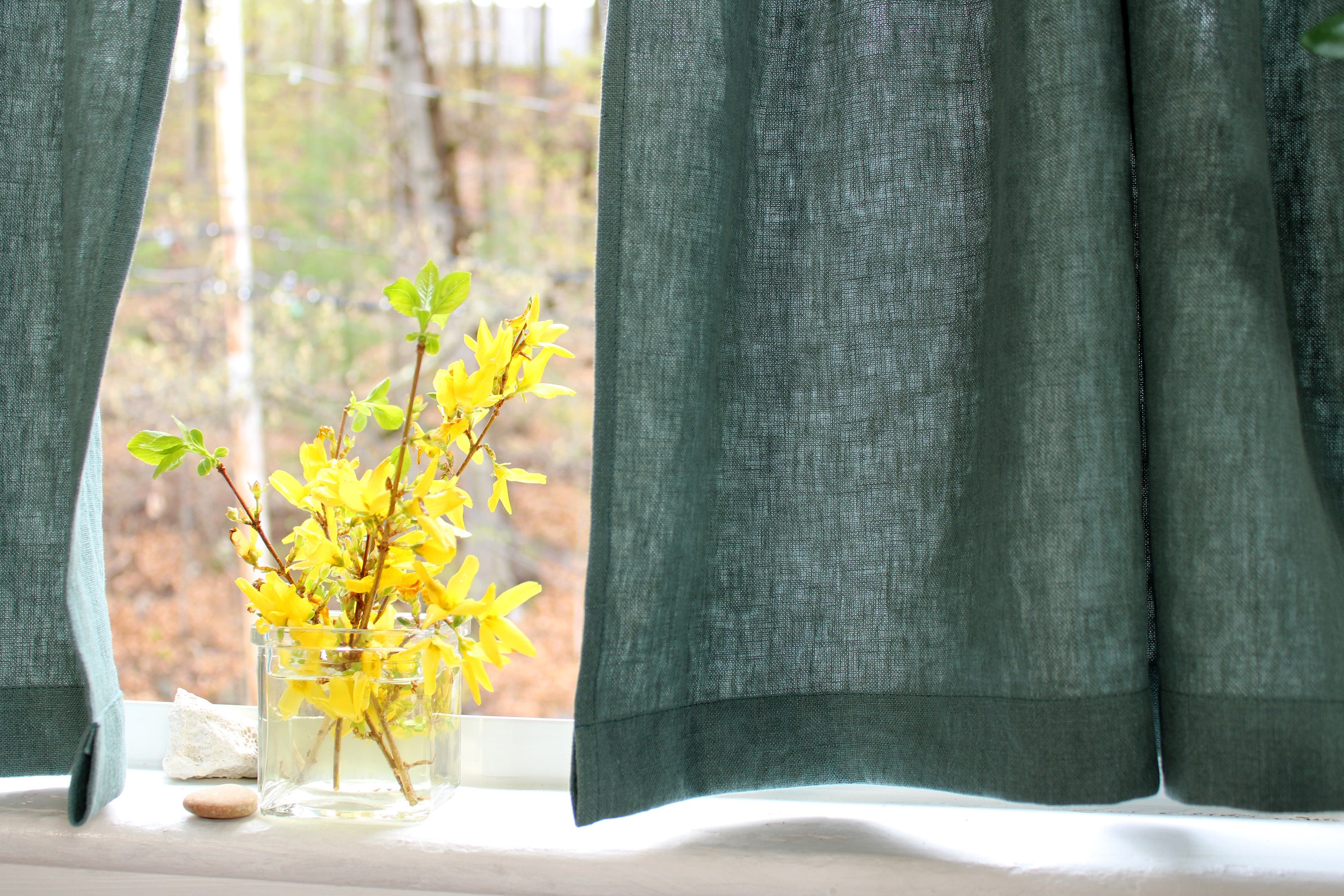 Linen Cafe Curtains for Kitchen / 100% Pre-Washed Linen Curtains / Custom Curtains US