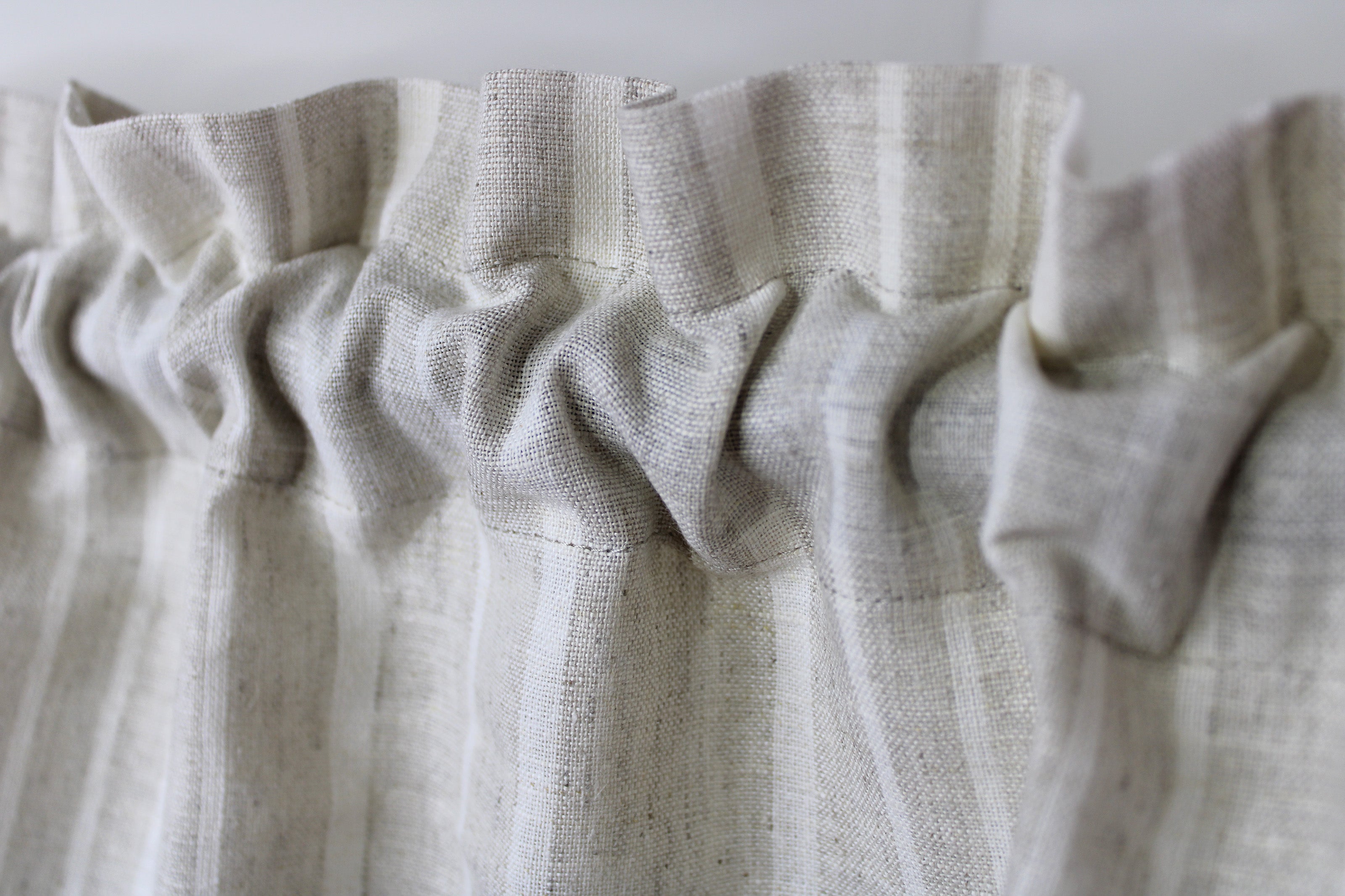 Wide Linen Curtains Rod pocket Ruffles / European Striped Linen Curtains for Living room / CUSTOM Linen Curtains