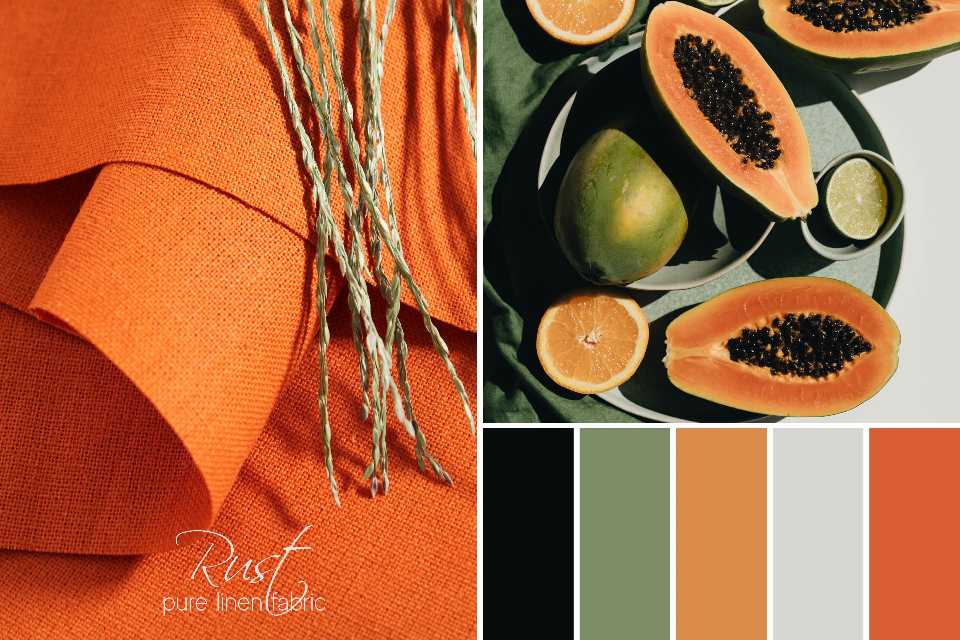 100% Linen Fabric by the Yard / Rust Linen Fabric / Buy Linen Online