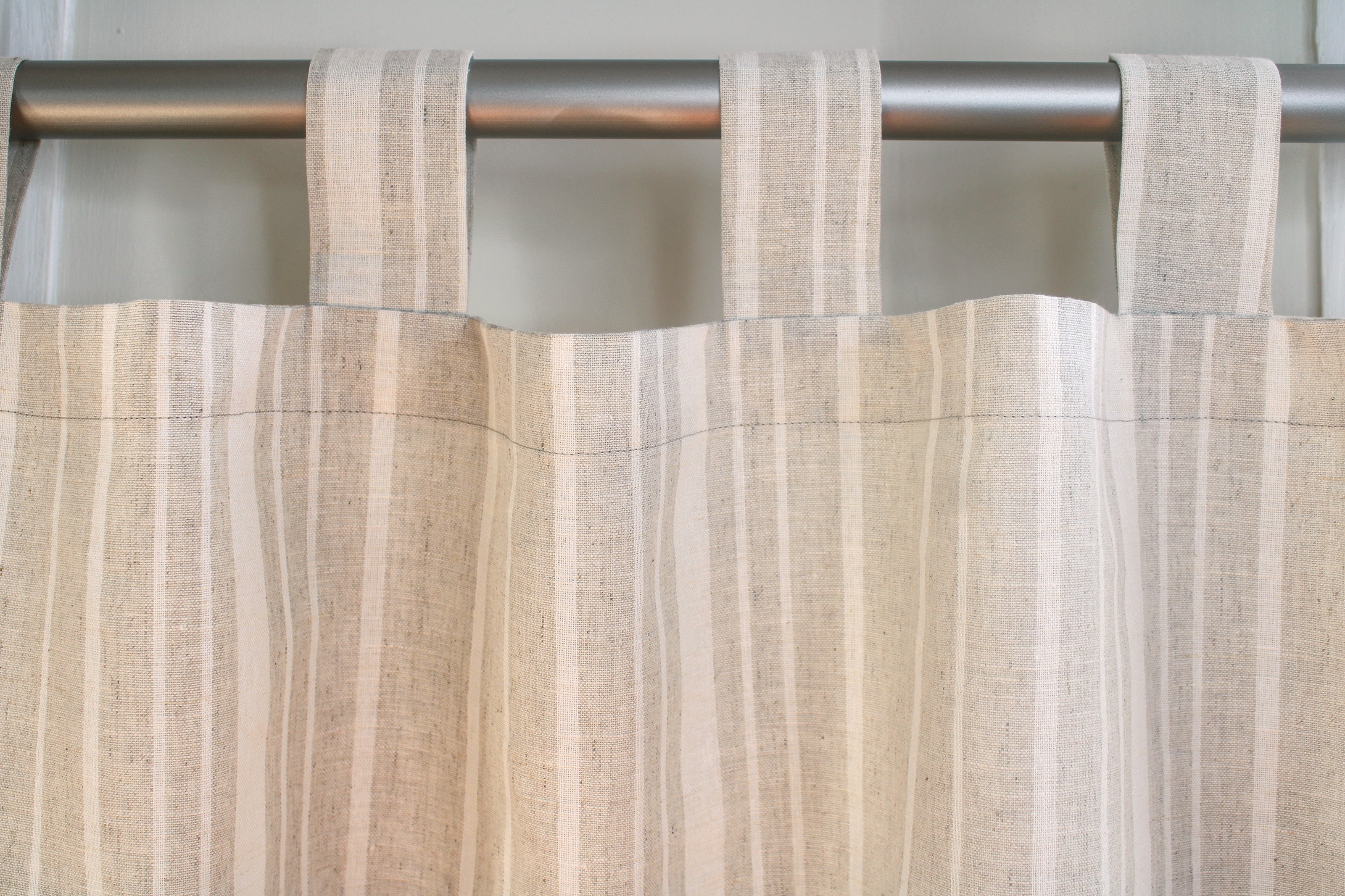 Wide Linen Curtains Tap Top / European Striped Linen Curtains / CUSTOM Linen Curtains