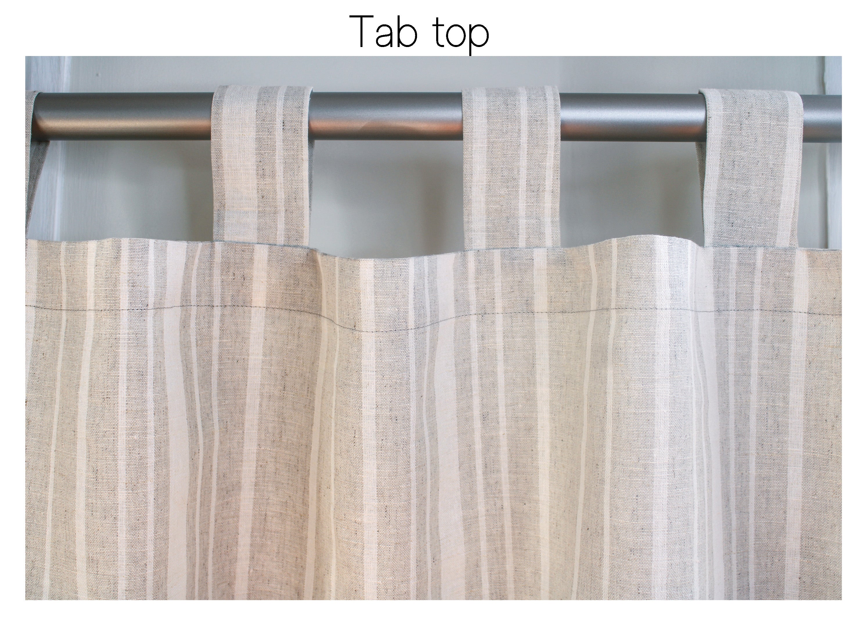 Wide Linen Curtains Tap Top / European Striped Linen Curtains / CUSTOM Linen Curtains