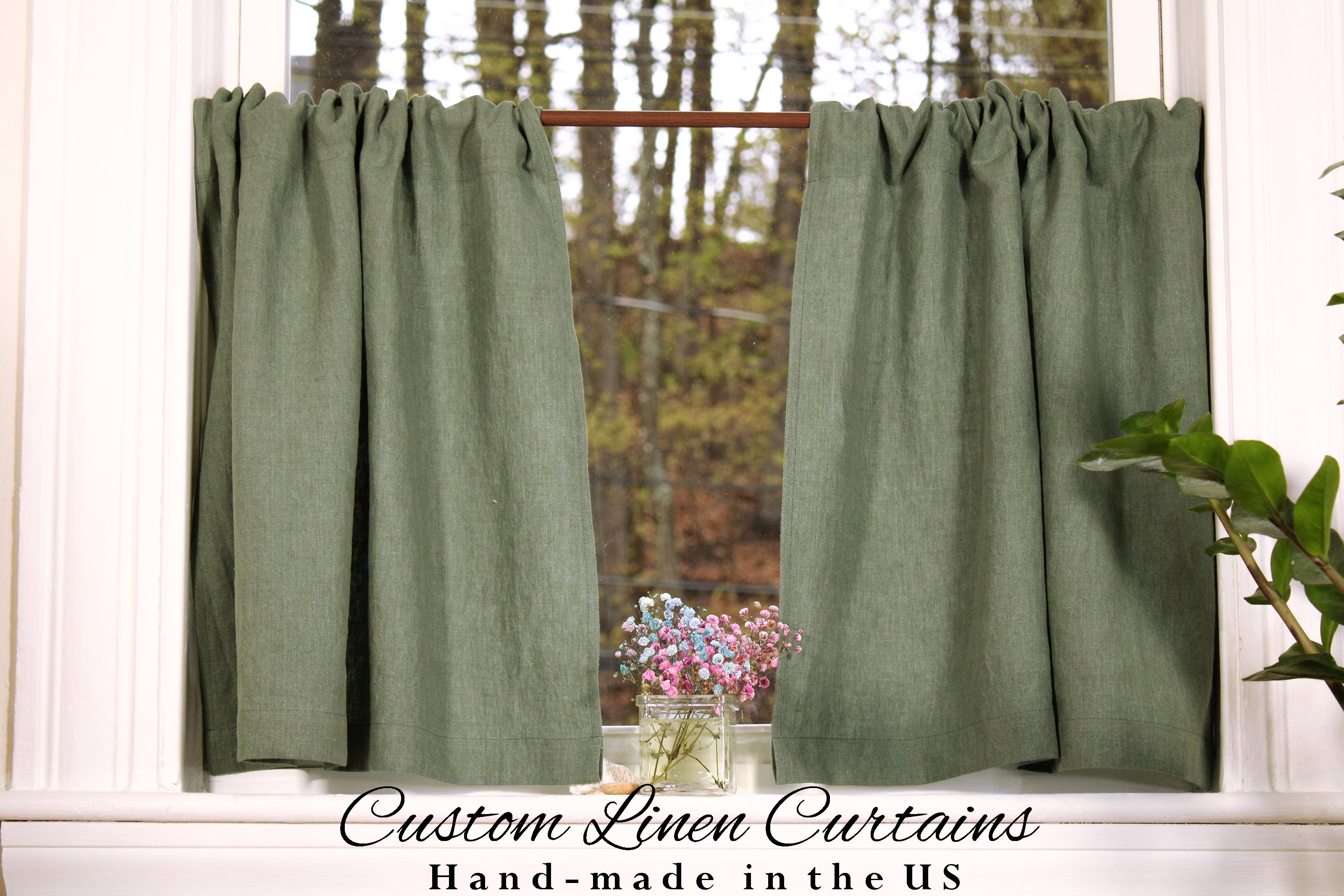 100% Flax Linen Curtains made in the US / Short Linen Curtains / Custom Curtains