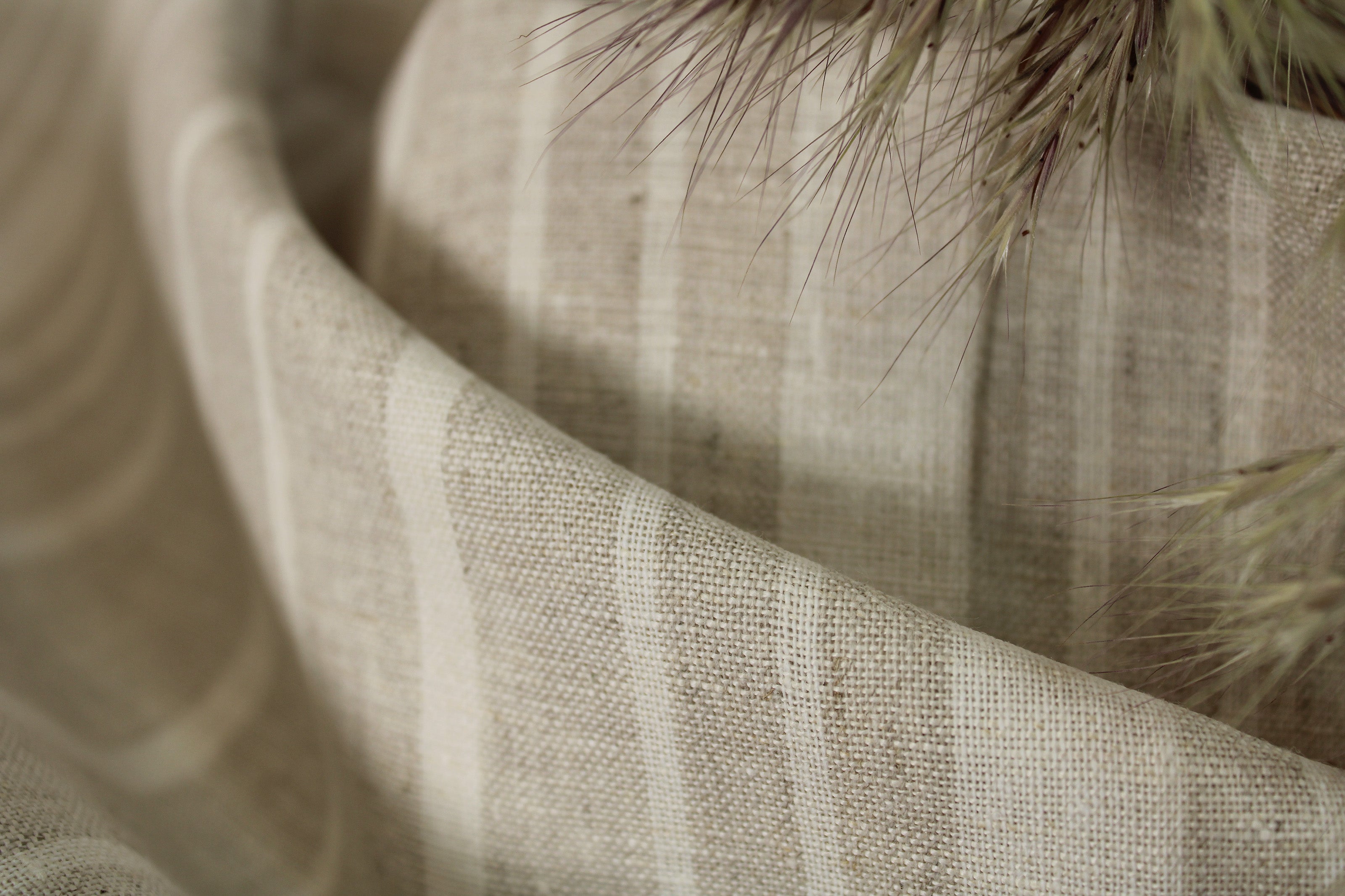 EXTRA WIDE Linen cotton blend Fabric by the yard for curtains / Striped Bedding fabric / Buy Linen Online