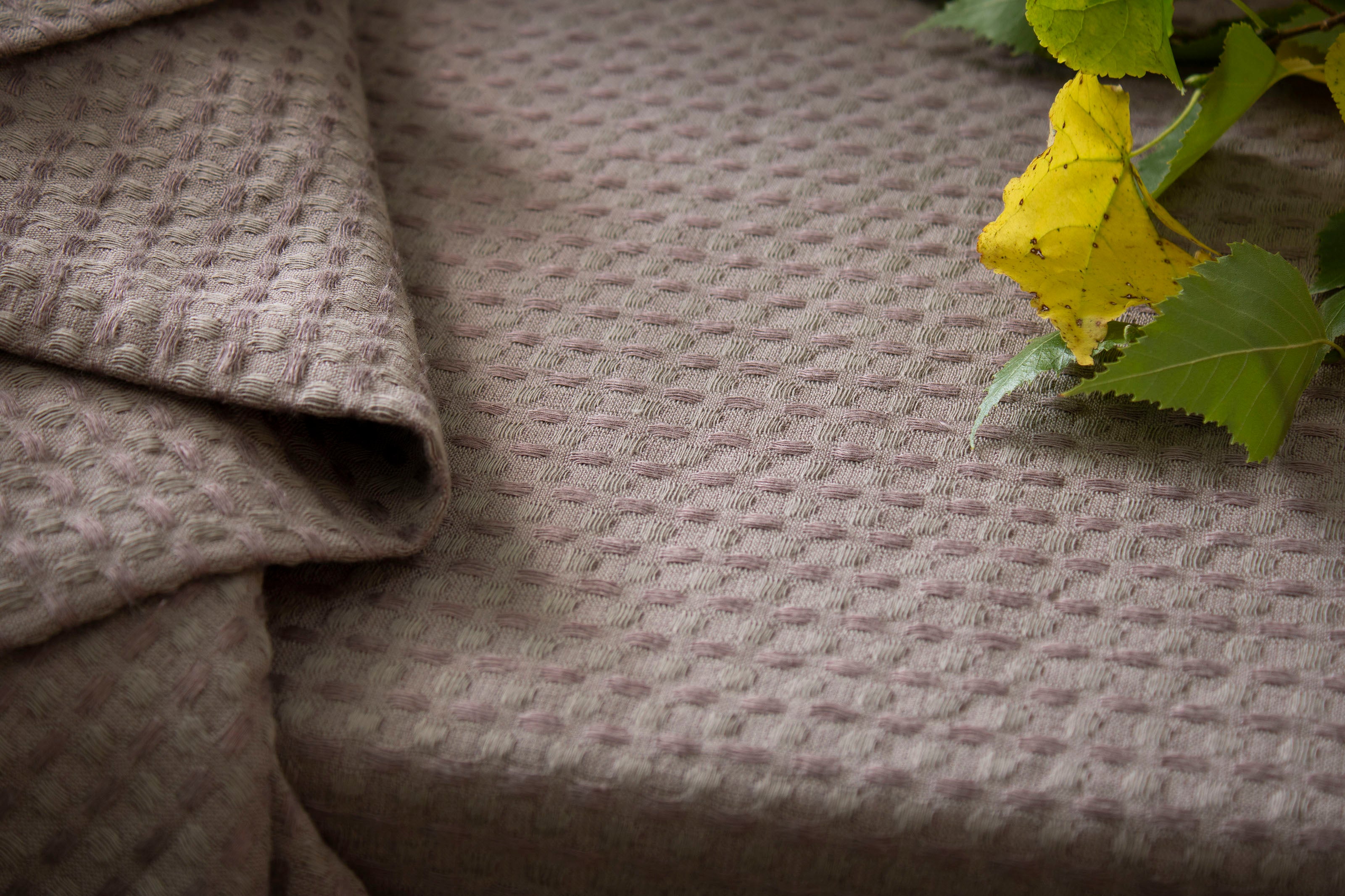 Wide Softened Waffle Fabric Taupe-Dusty Heather color