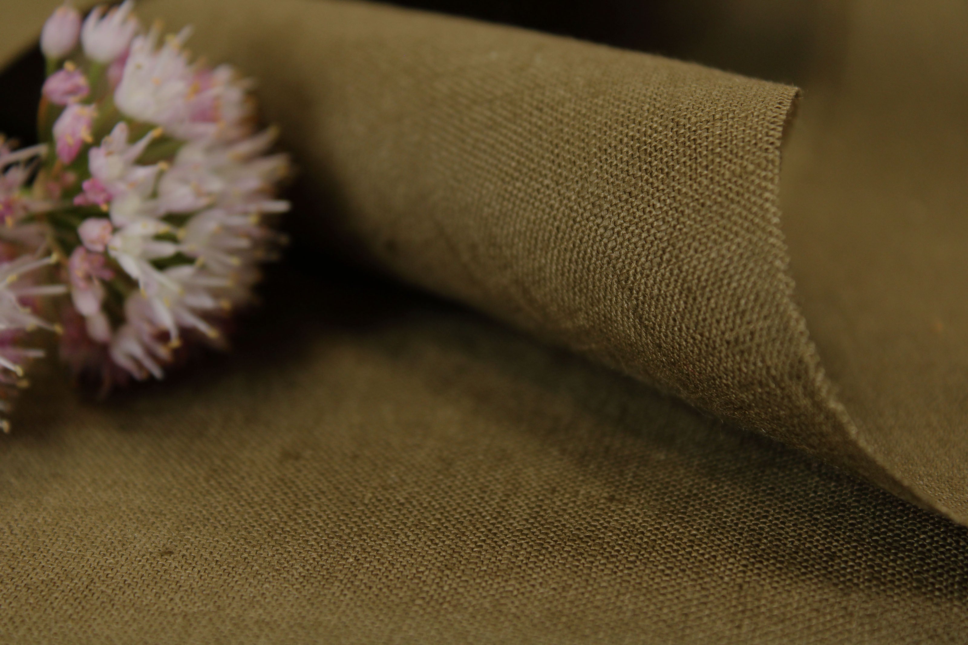 Premium IRISH 100% Linen Fabric by the Yard / Bronze olive Linen Fabric / Buy Linen Online
