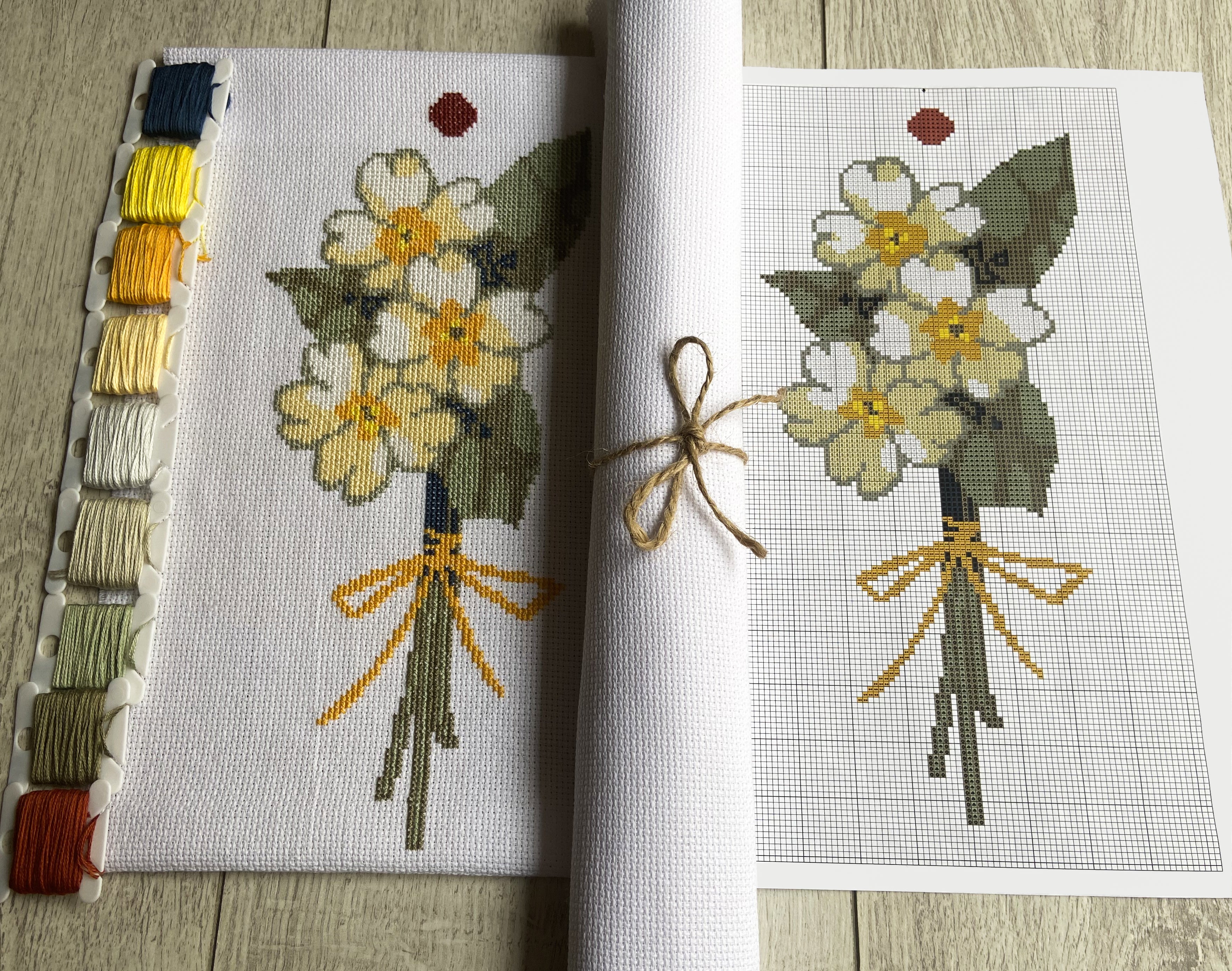 Flowers Cross Stitch Kit / Full Cross Stitch Kit / DIY Cross Stitch Kit