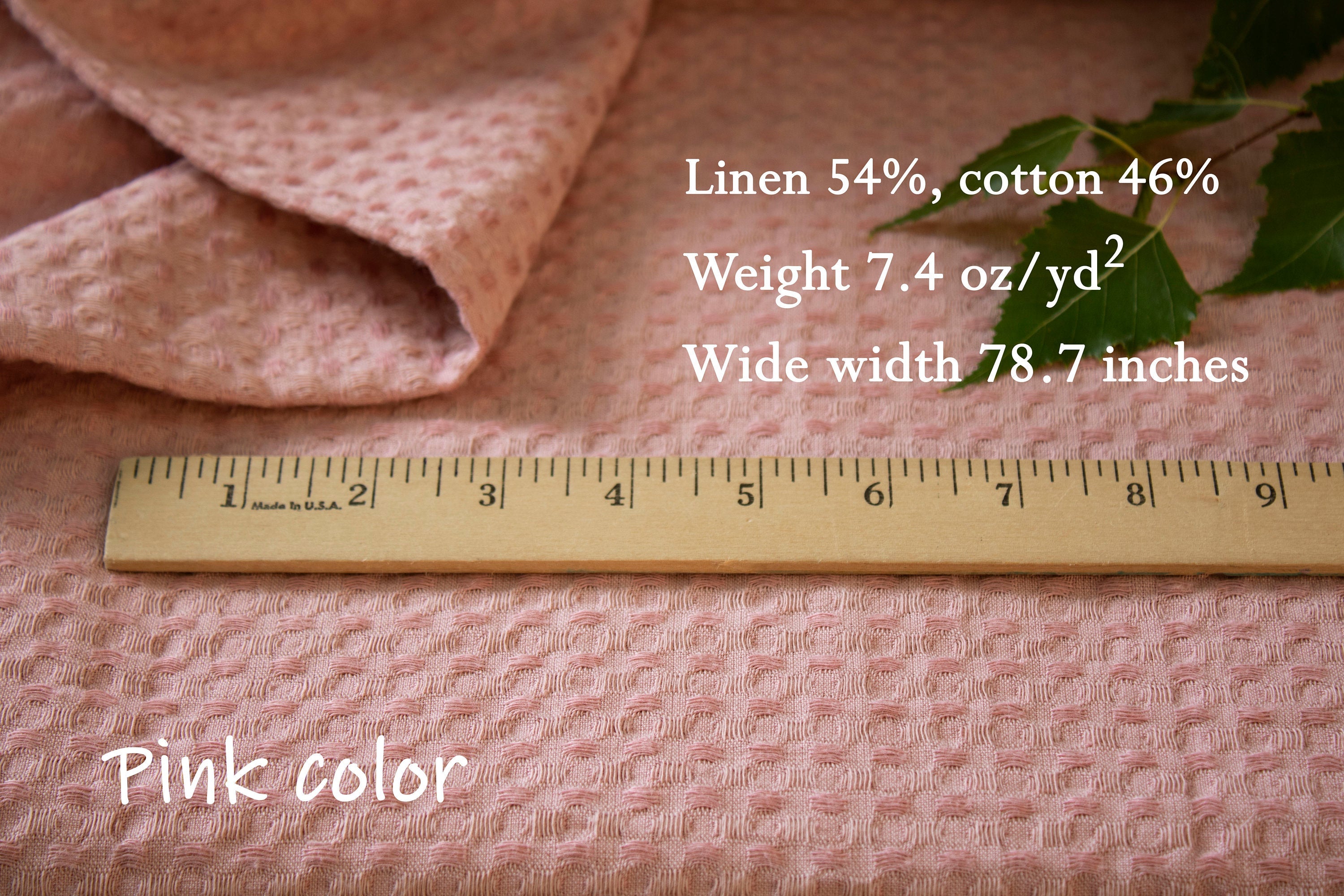 Wide Softened Waffle Fabric Pink color