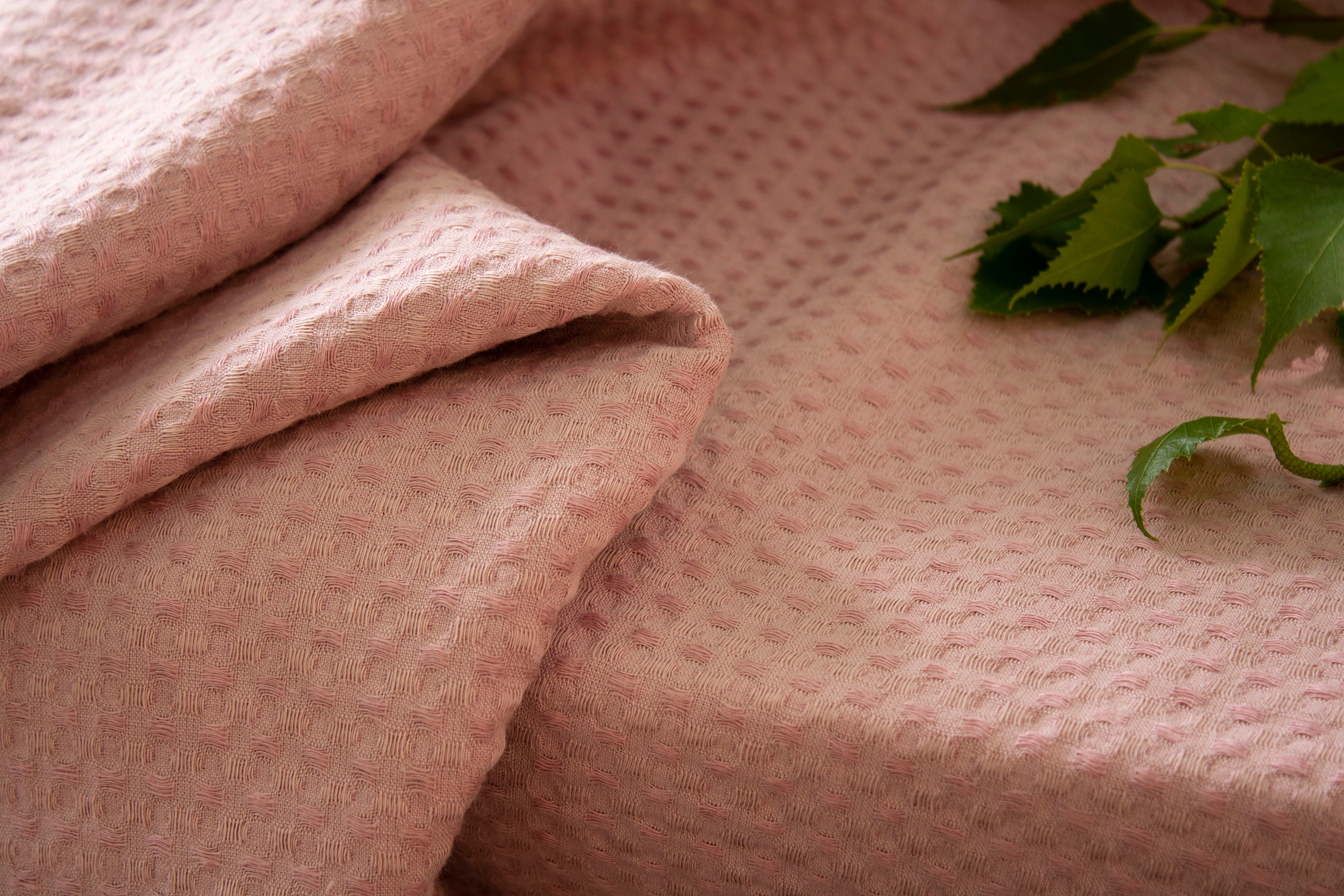 Wide Softened Waffle Fabric Pink color
