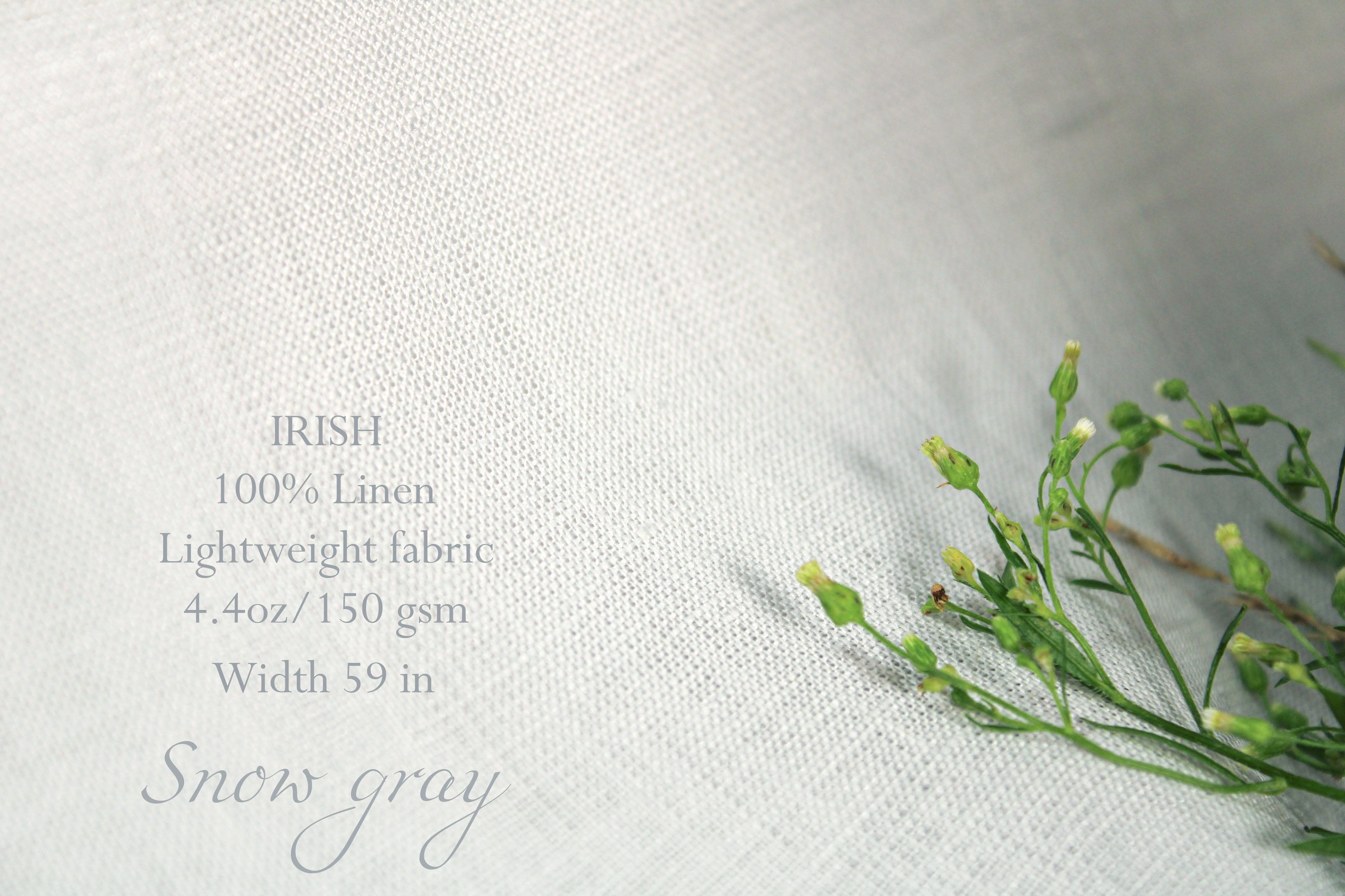 Premium IRISH 100% Linen Fabric by the Yard / Snow gray Linen Fabric / Buy Linen Online